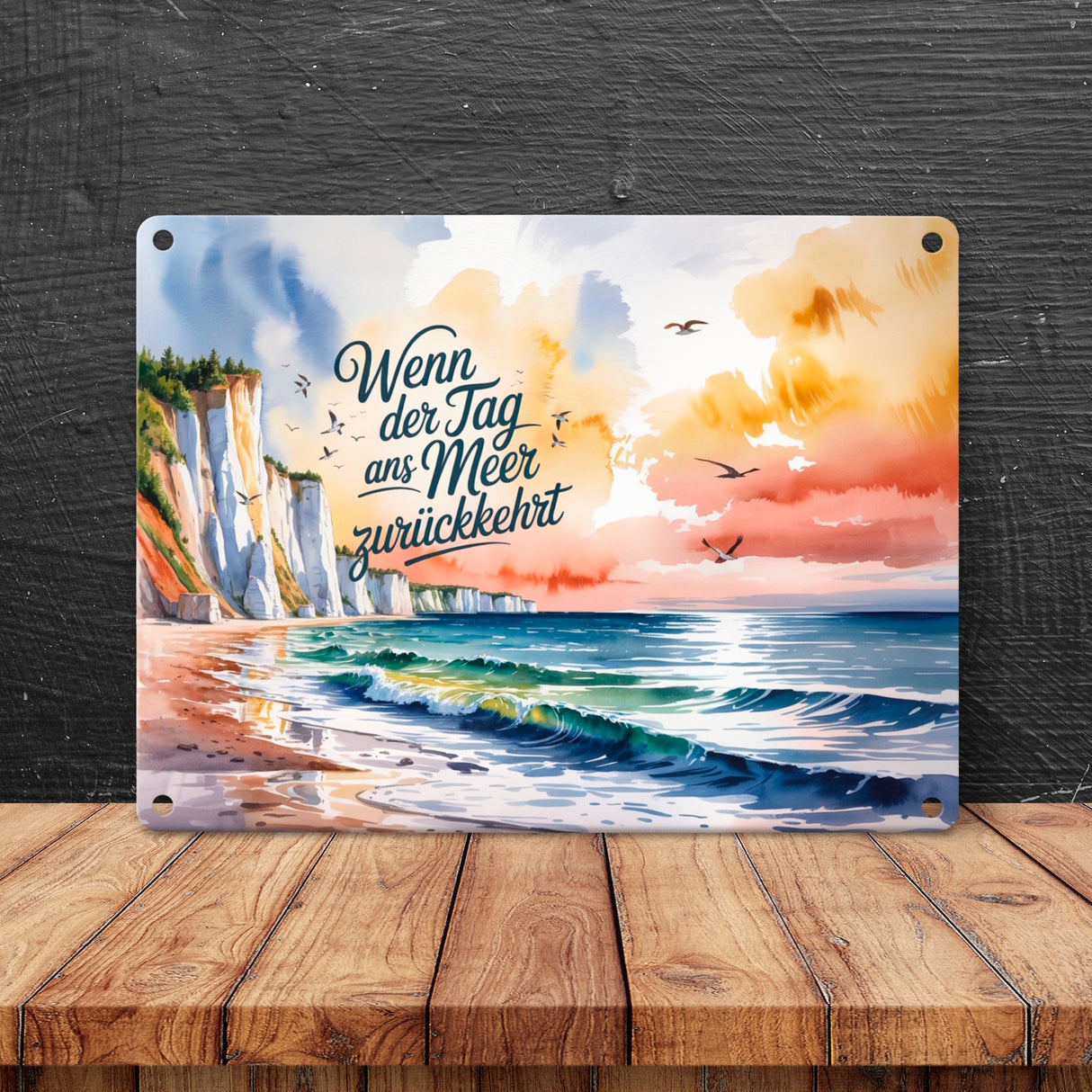 Ostsee Steilküste Rügen Metallschild in 15x20 cm - Tag ans Meer zurückkehrt