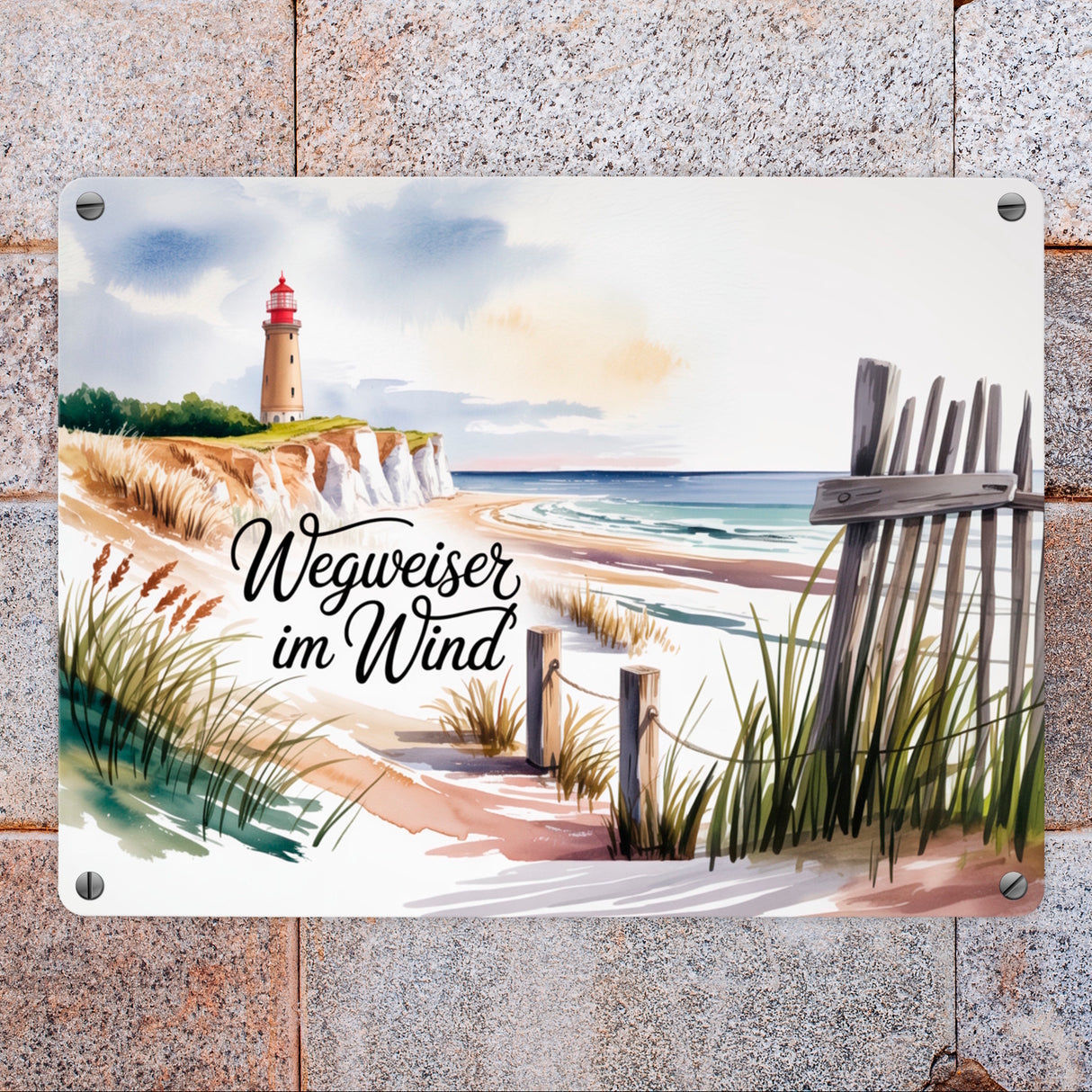 Ostsee Kap Arkona Leuchtturm Metallschild in 15x20 cm - Wegweiser im Wind