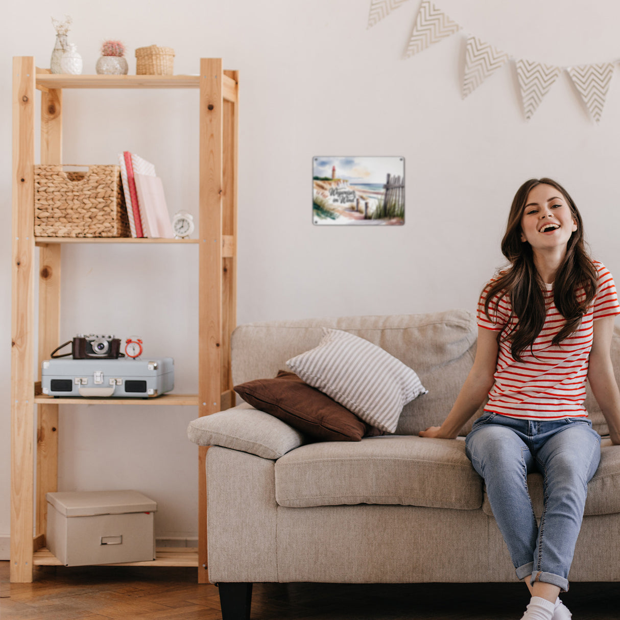 Ostsee Kap Arkona Leuchtturm Metallschild in 15x20 cm - Wegweiser im Wind