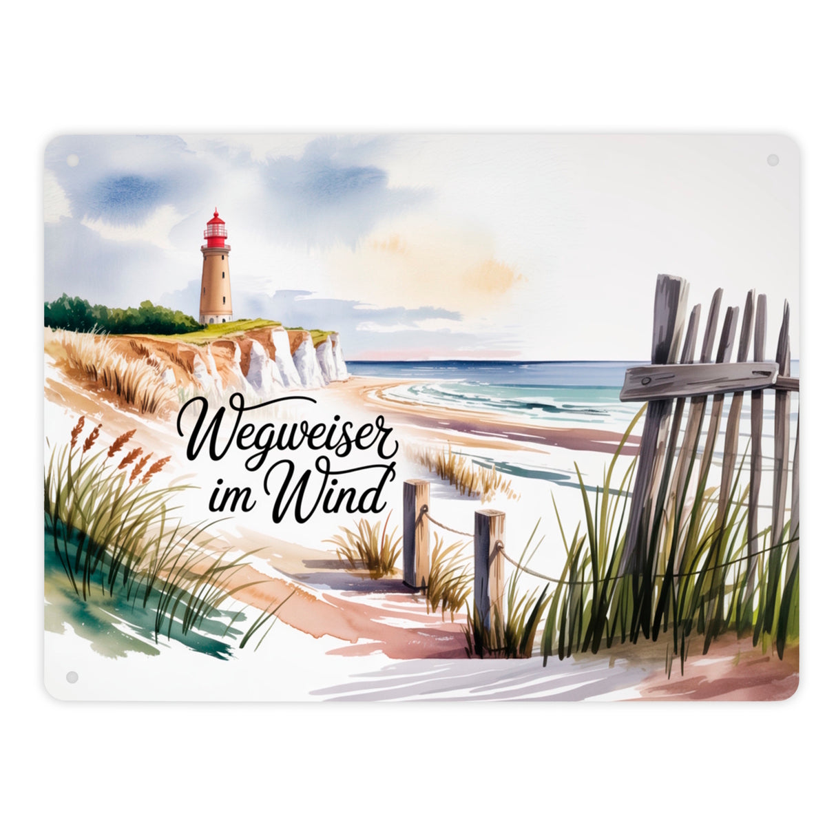 Ostsee Kap Arkona Leuchtturm Metallschild in 15x20 cm - Wegweiser im Wind