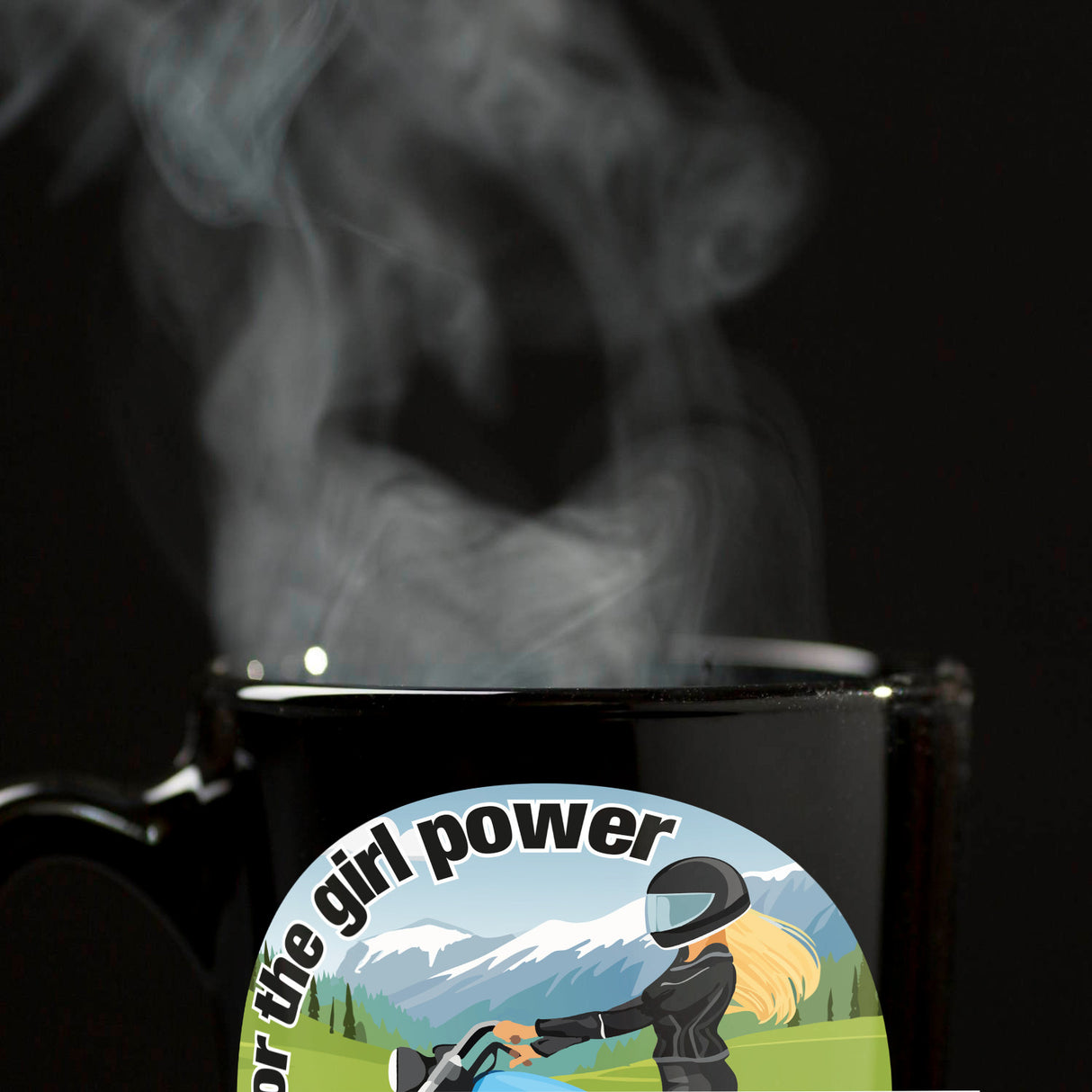 Bikerin Tasse in Schwarz mit Spruch: Time for girl power.