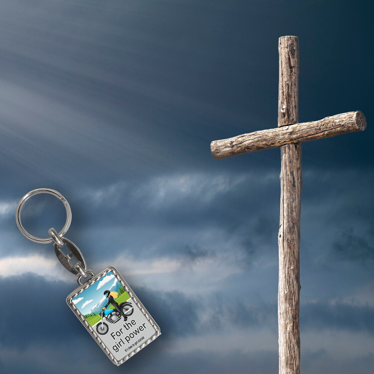 Bikerin Schlüsselanhänger mit Spruch