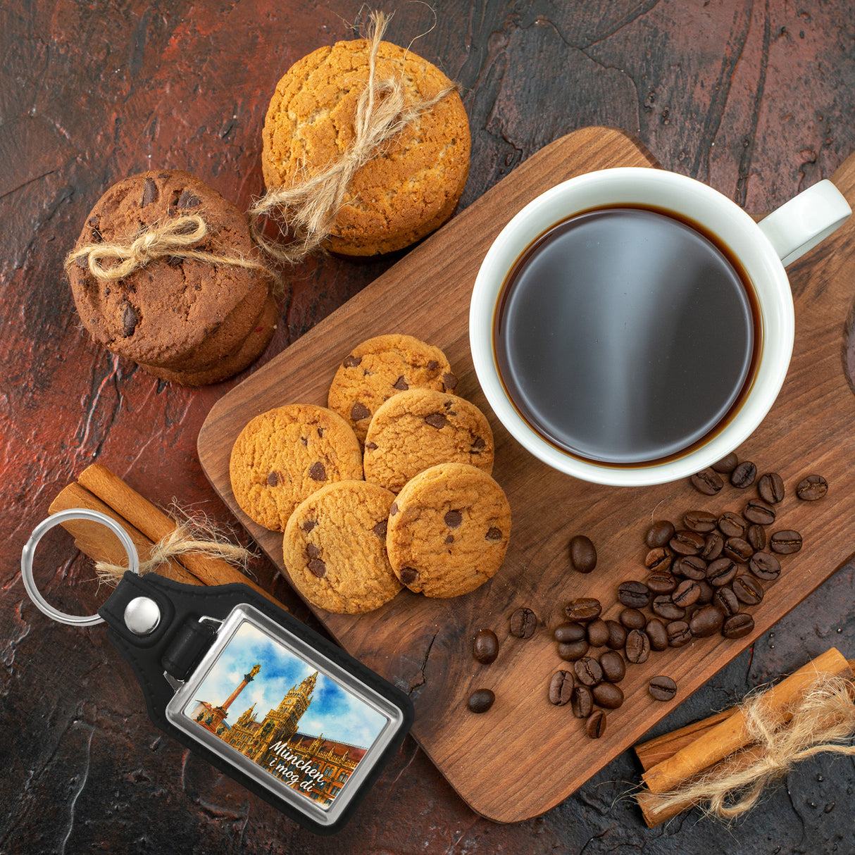 München Aquarellgemälde Schlüsselanhänger i mog di