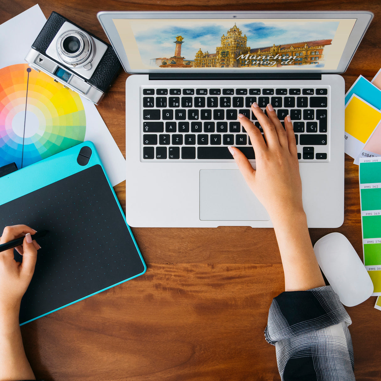 München Aquarellgemälde Schlüsselanhänger i mog di