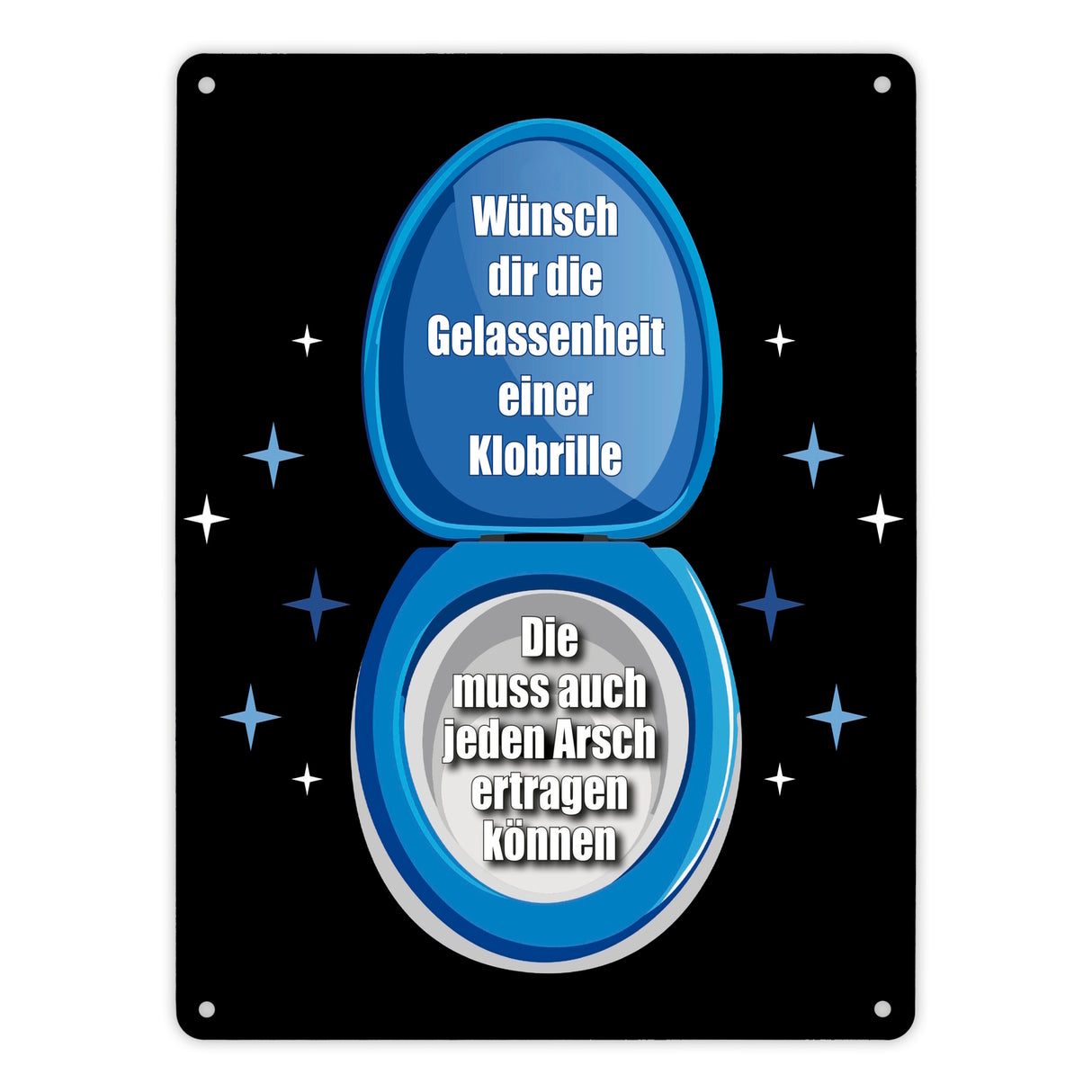 Klobrille Metallschild in 15x20 cm mit Spruch: Sei gelassen wie eine Klobrille