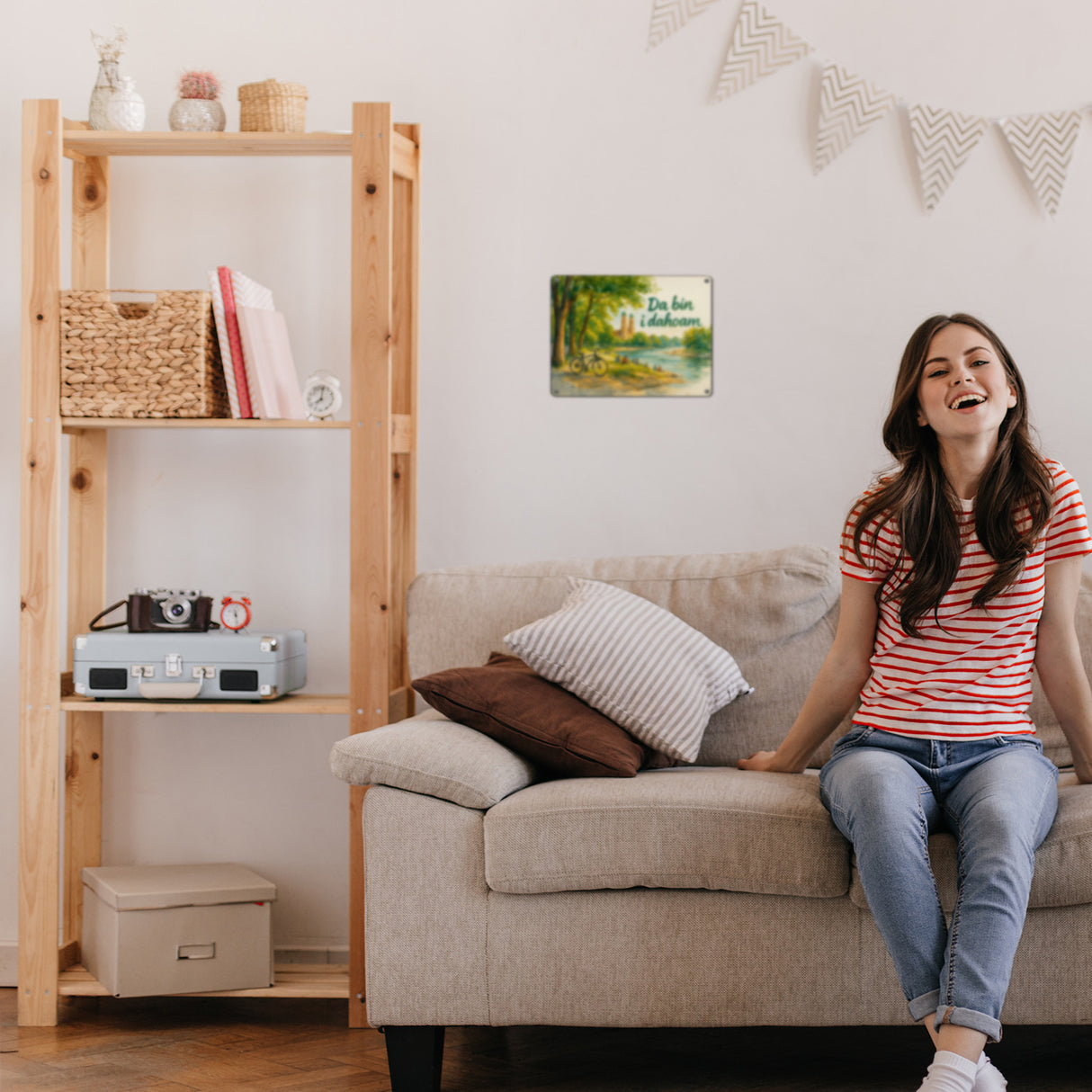 Münchner Frauenkirche Da bin i da hoam Metallschild in 15x20 cm