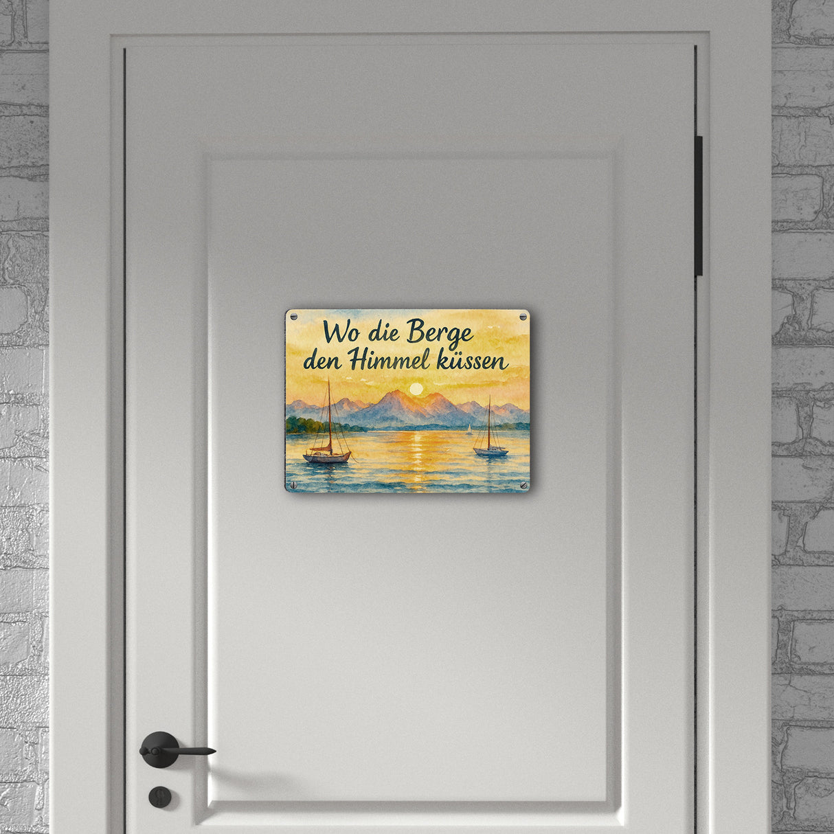 Alpenblick Starnberger See Wo die Berge den Himmel küssen Metallschild in 15x20 cm