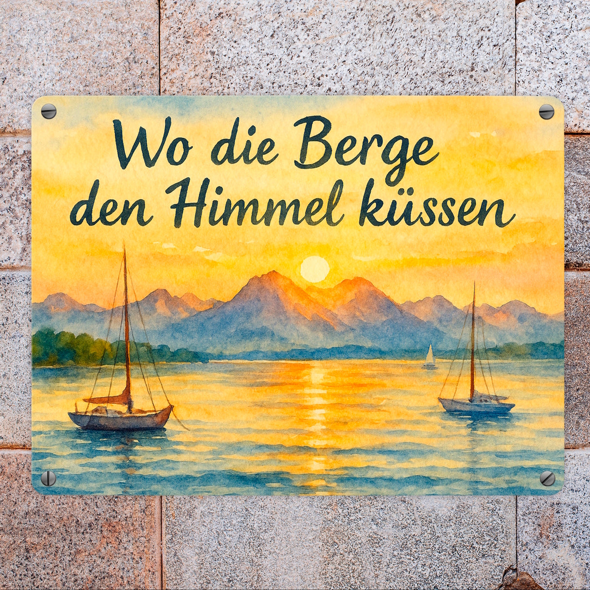 Alpenblick Starnberger See Wo die Berge den Himmel küssen Metallschild in 15x20 cm