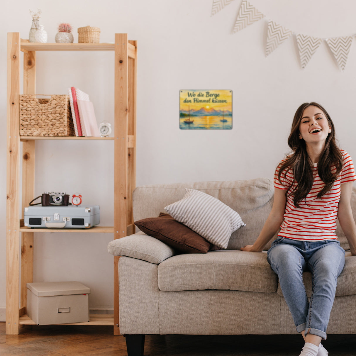 Alpenblick Starnberger See Wo die Berge den Himmel küssen Metallschild in 15x20 cm