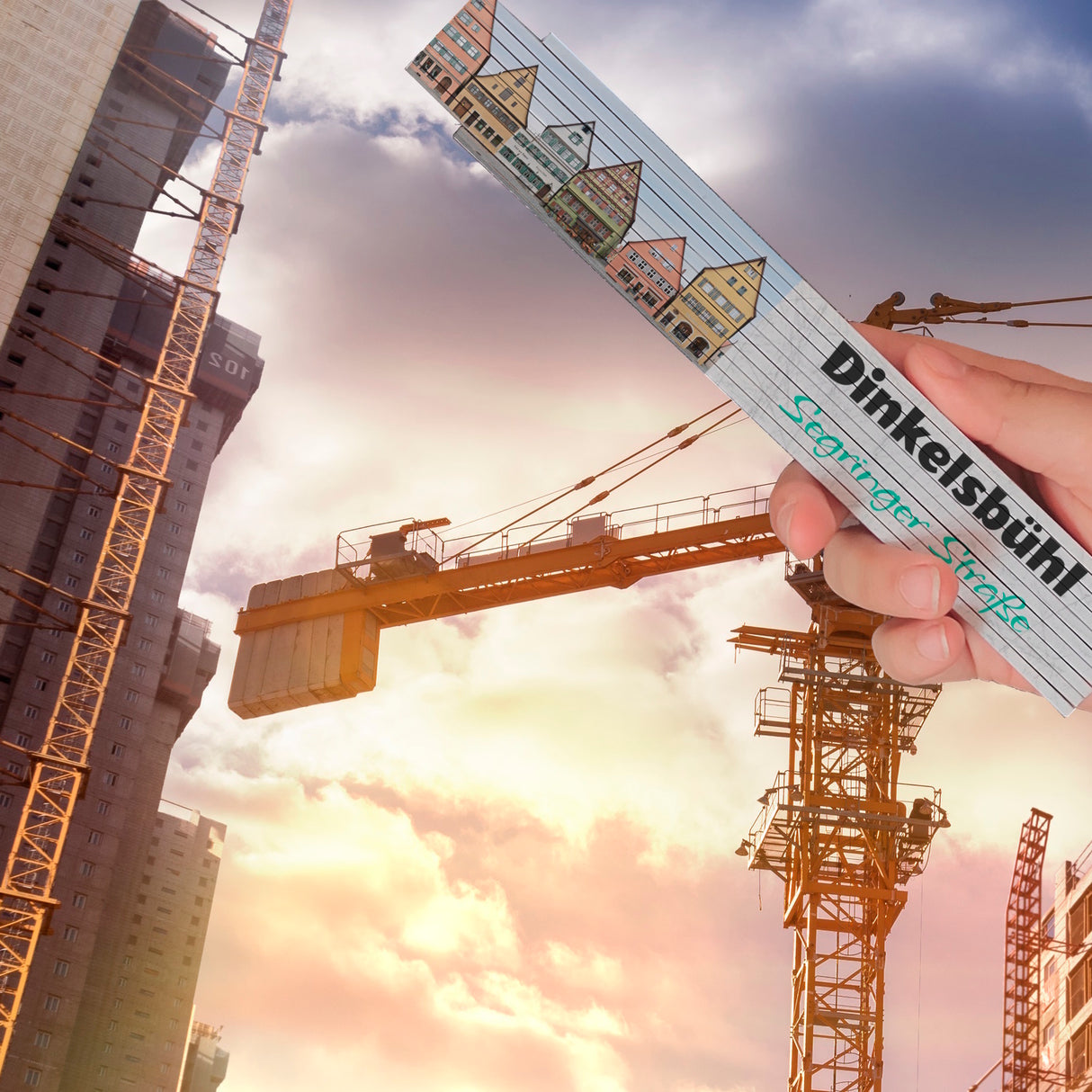 streetline Dinkelsbühl Segringer Straße Meterstab aus Holz