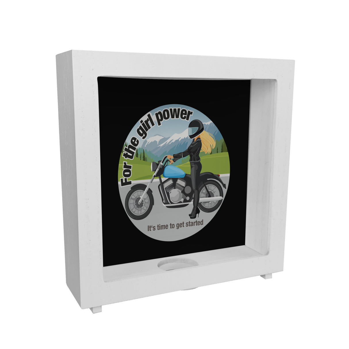 Bikerin Spardose mit Spruch: Time to unleash girl power