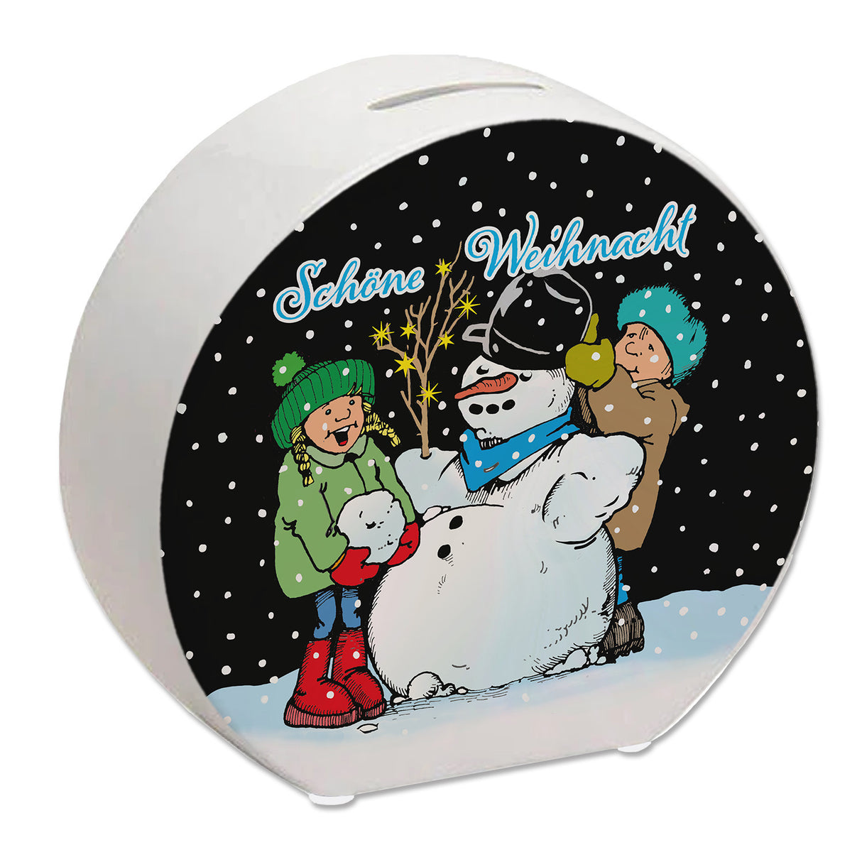 Schneemann Spardose mit Spruch: Frohe Weihnacht