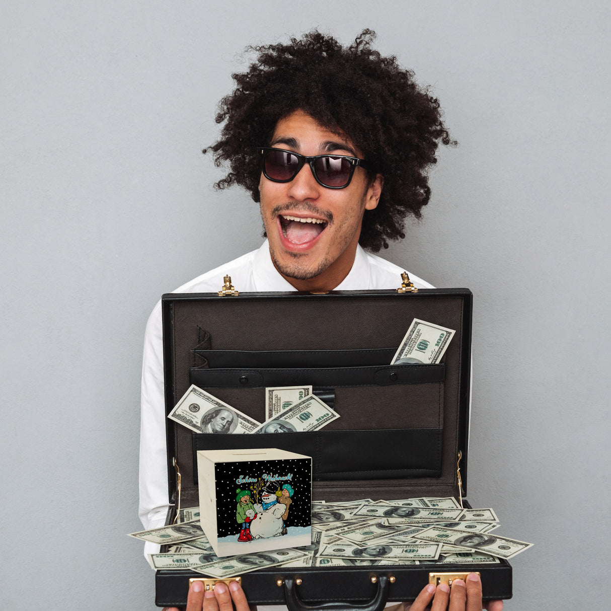 Schneemann Spardose mit Spruch: Frohe Weihnacht