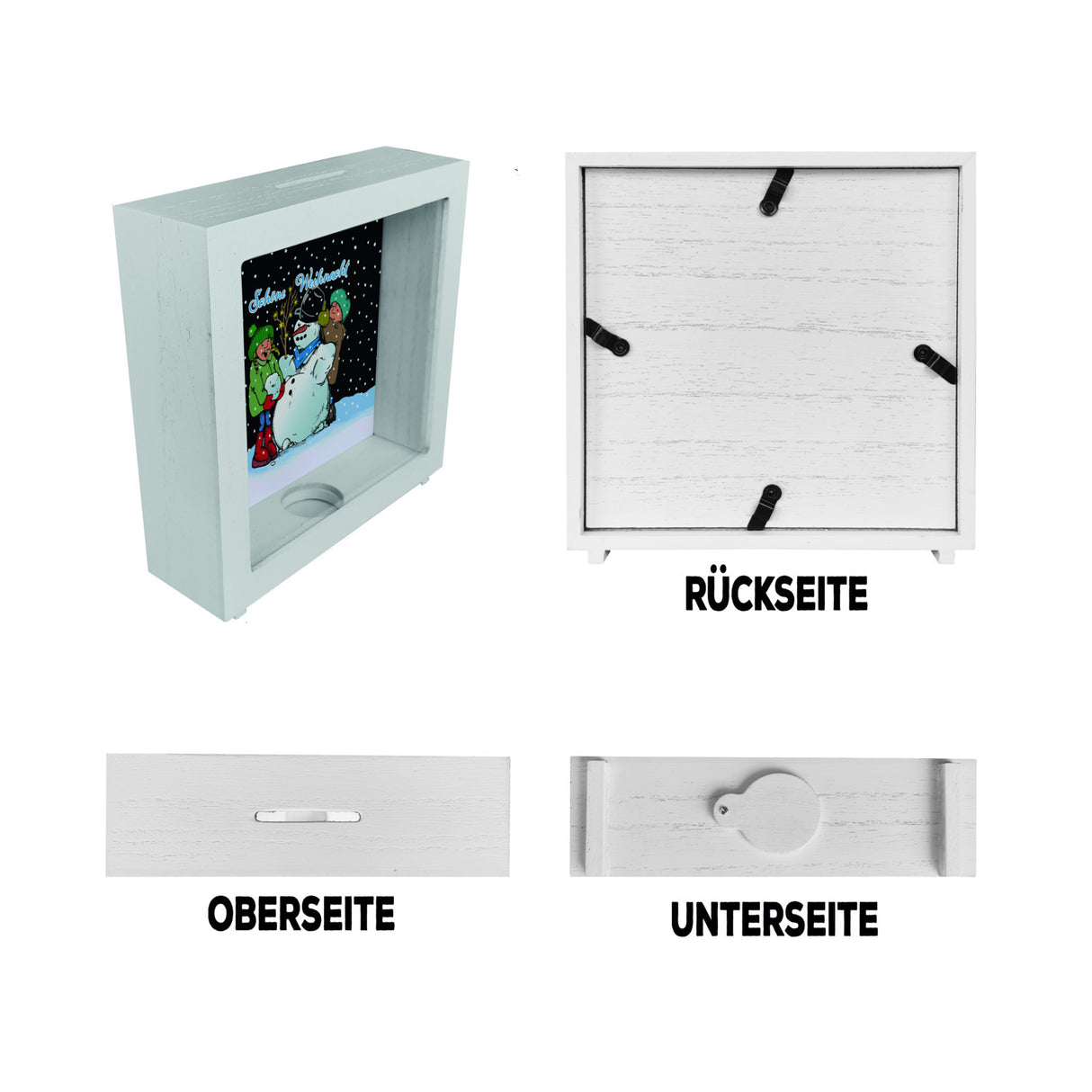 Schneemann Spardose mit Spruch: Frohe Weihnacht