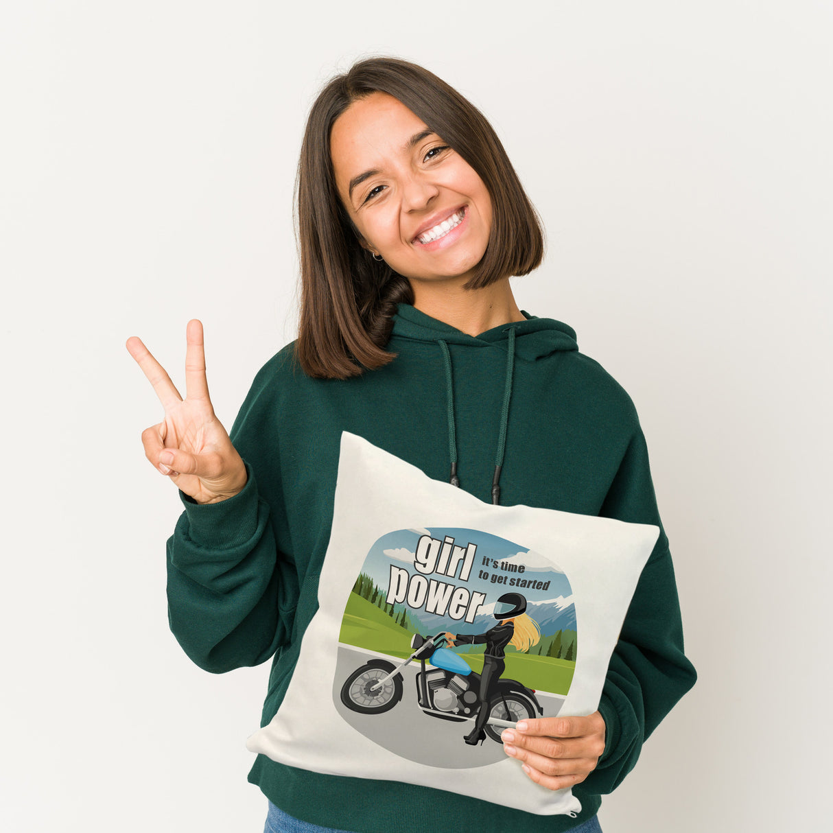Bikerin Kissen mit Spruch: girl power. Its time to get started