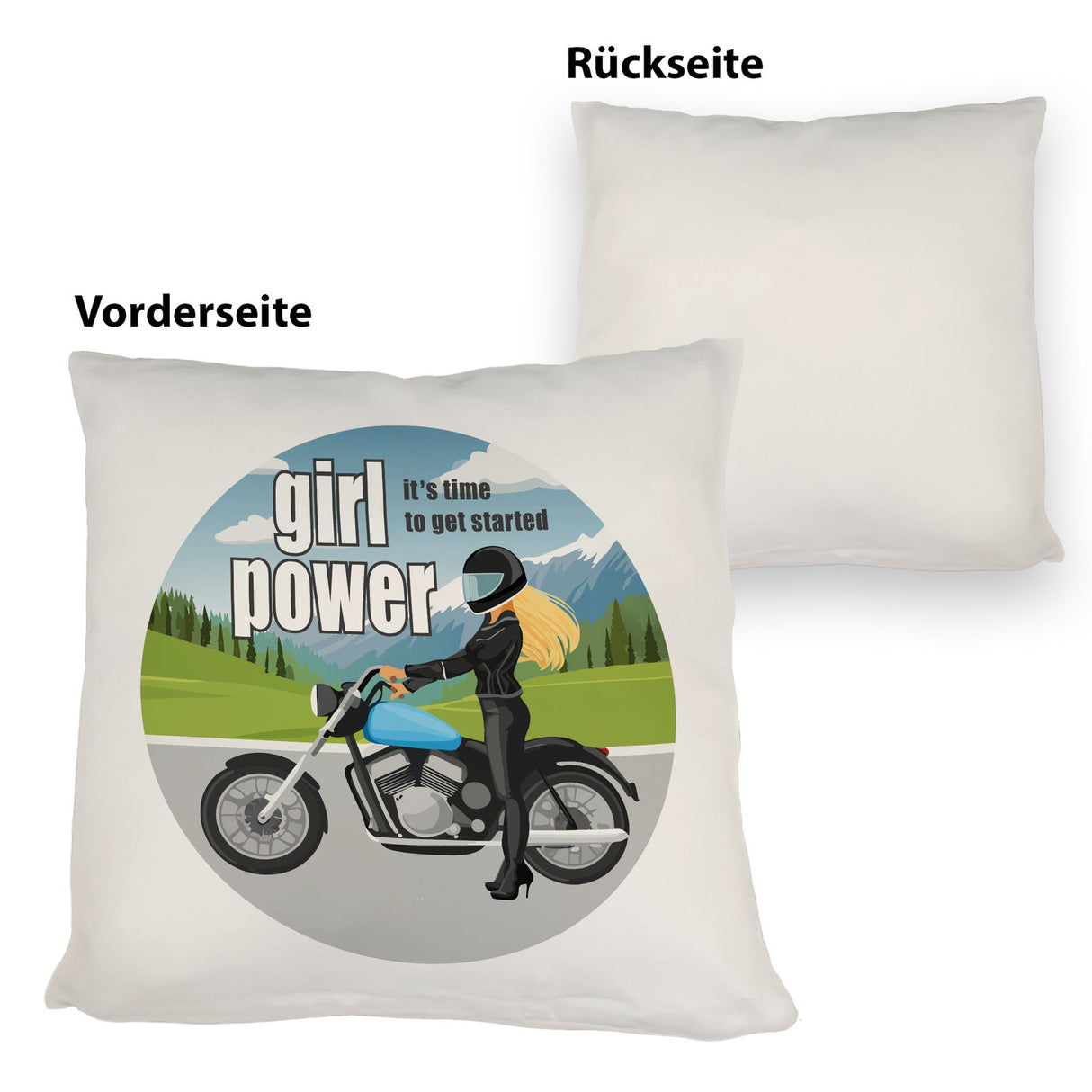 Bikerin Kissen mit Spruch: girl power. Its time to get started
