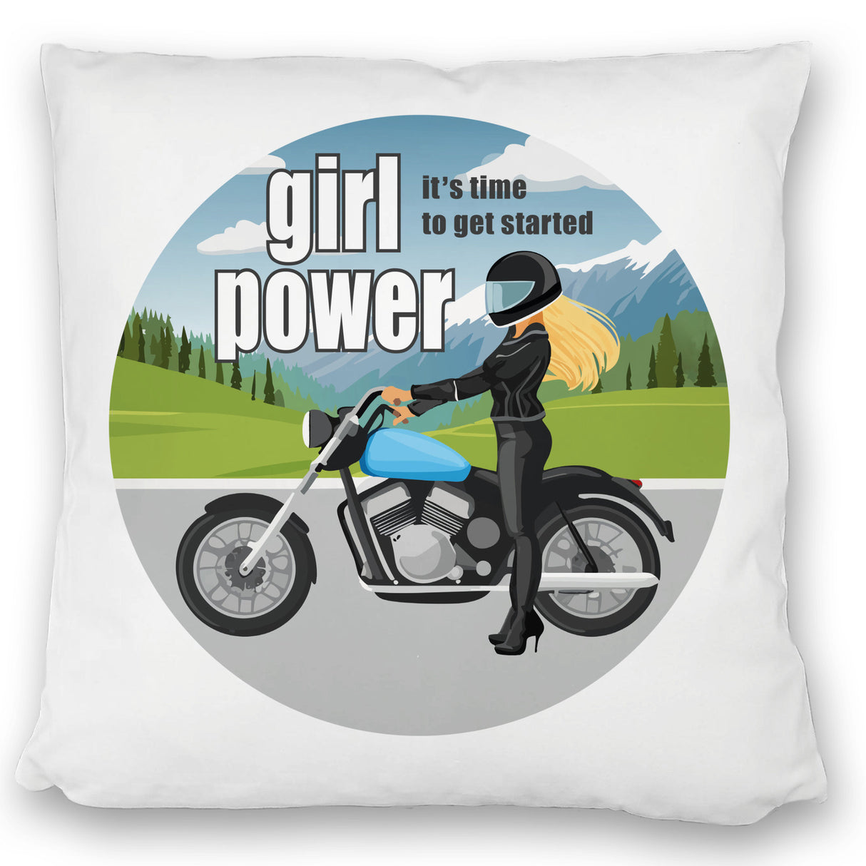 Bikerin Kissen mit Spruch: girl power. Its time to get started