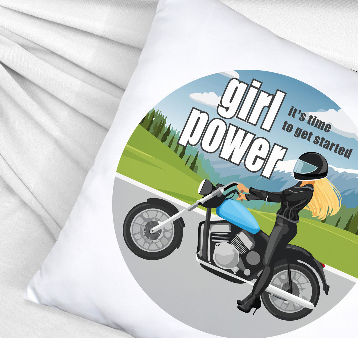 Bikerin Kissen mit Spruch: girl power. Its time to get started