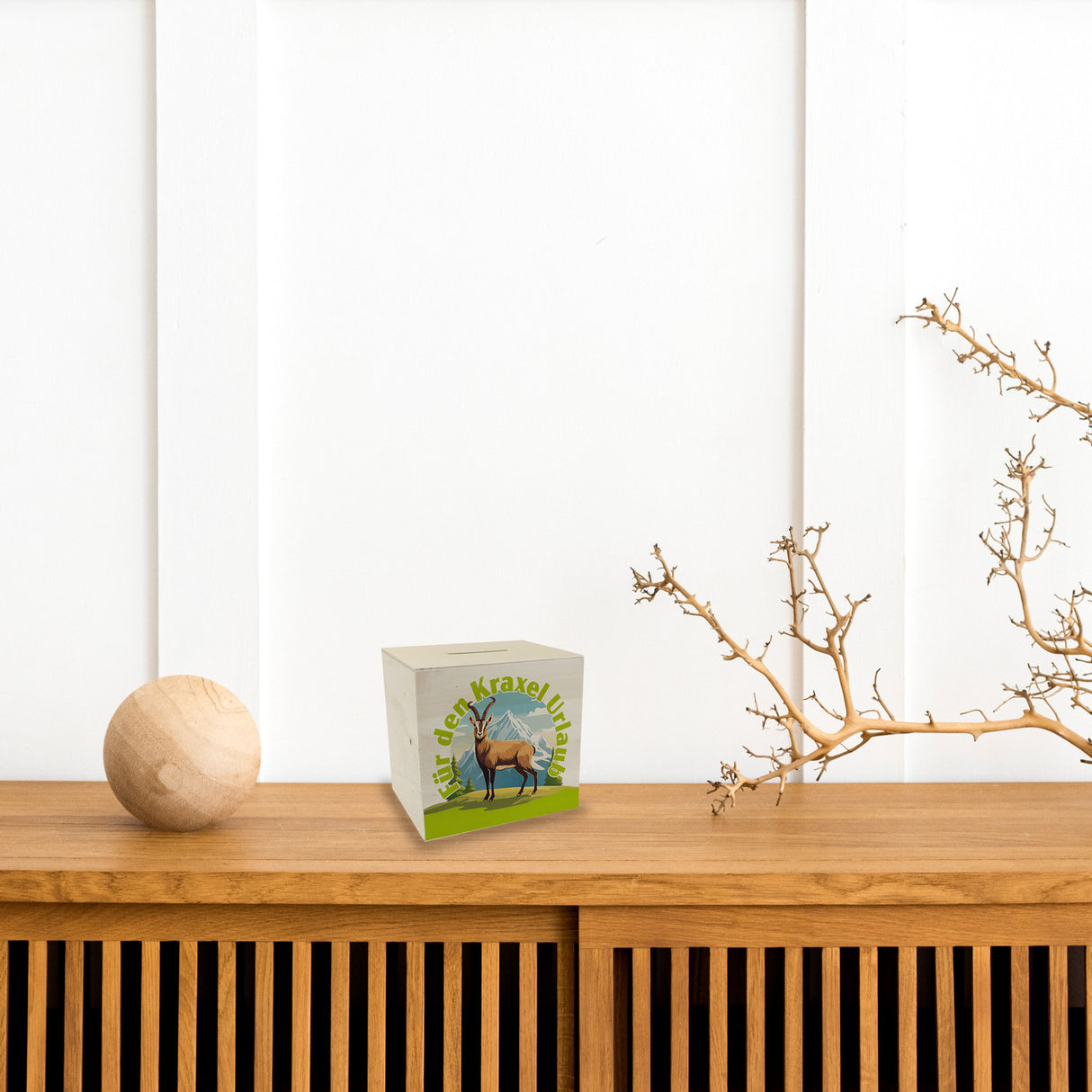 Steinbock Spardose mit Spruch: Für den Kraxel Urlaub