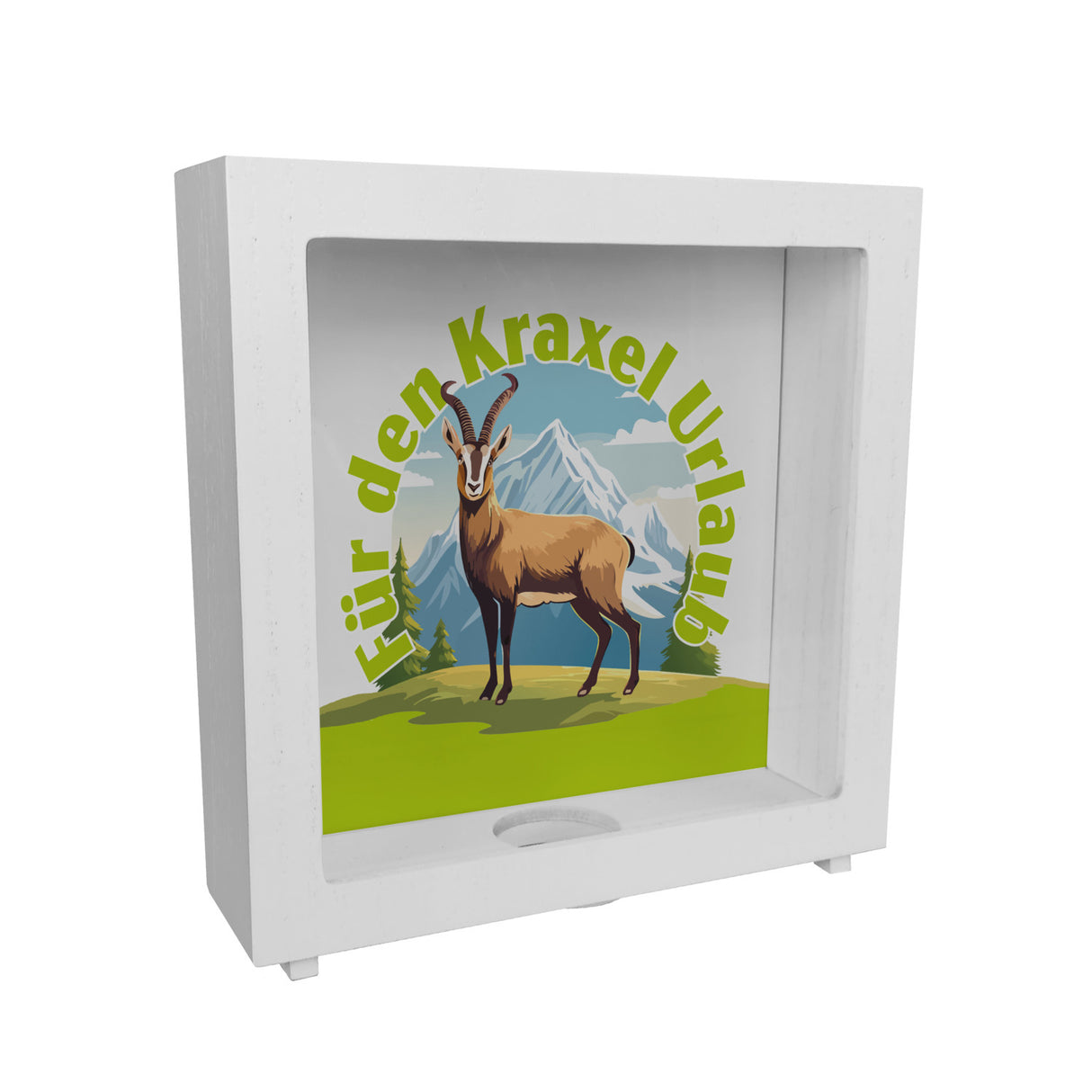 Steinbock Spardose mit Spruch: Für den Kraxel Urlaub