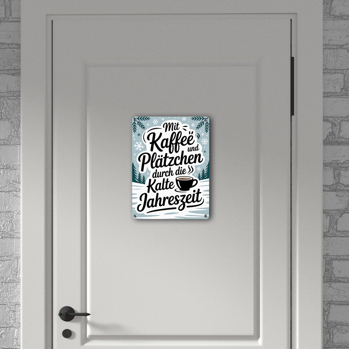 Winterliches Kaffee und Plätzchen Metallschild in 15x20 cm
