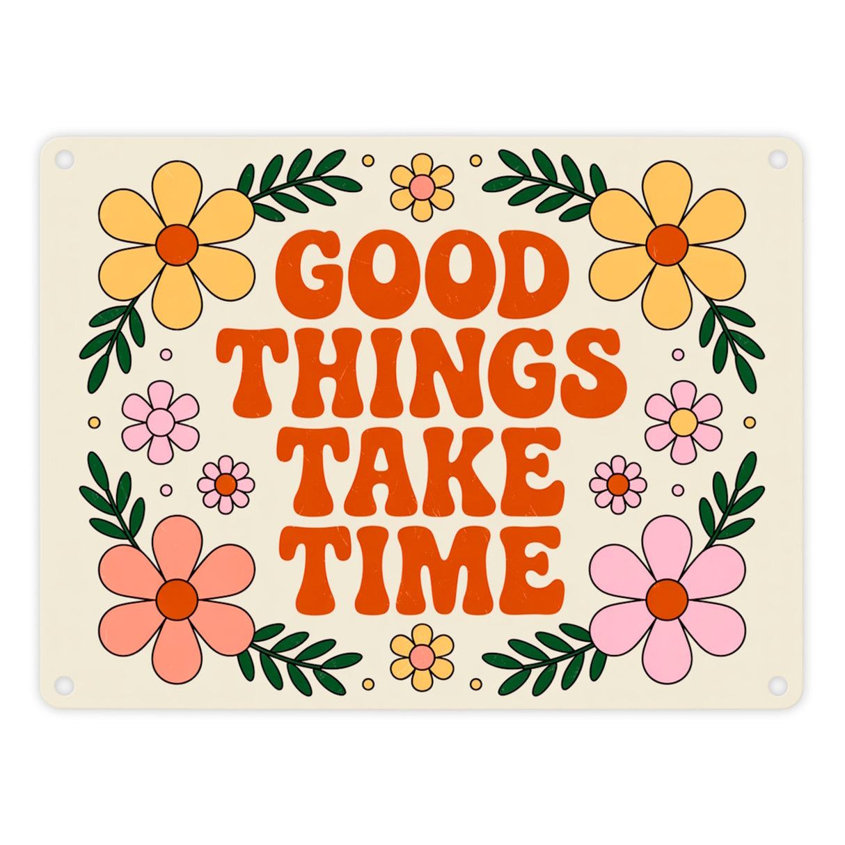 Floral Vintage GOOD THINGS Metallschild in 15x20 cm Retro-Deko