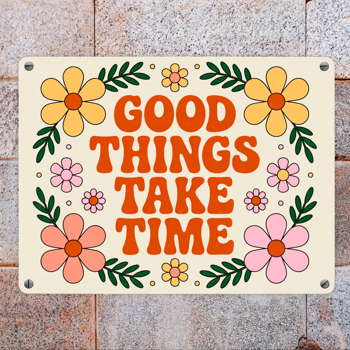 Floral Vintage GOOD THINGS Metallschild in 15x20 cm Retro-Deko
