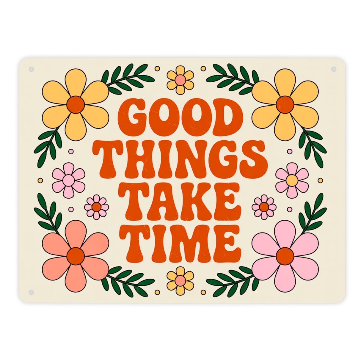 Floral Vintage GOOD THINGS Metallschild in 15x20 cm Retro-Deko