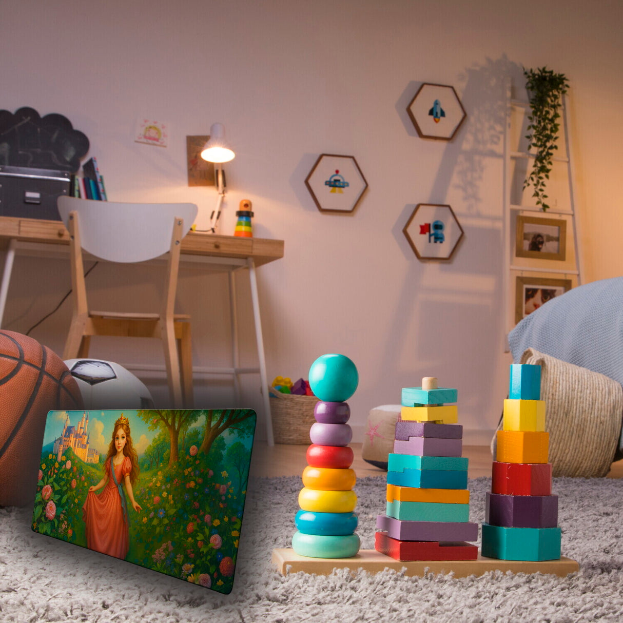 Märchenprinzessin Schloss Schreibtischunterlage 69x31cm XXL Mauspad für Mädchen