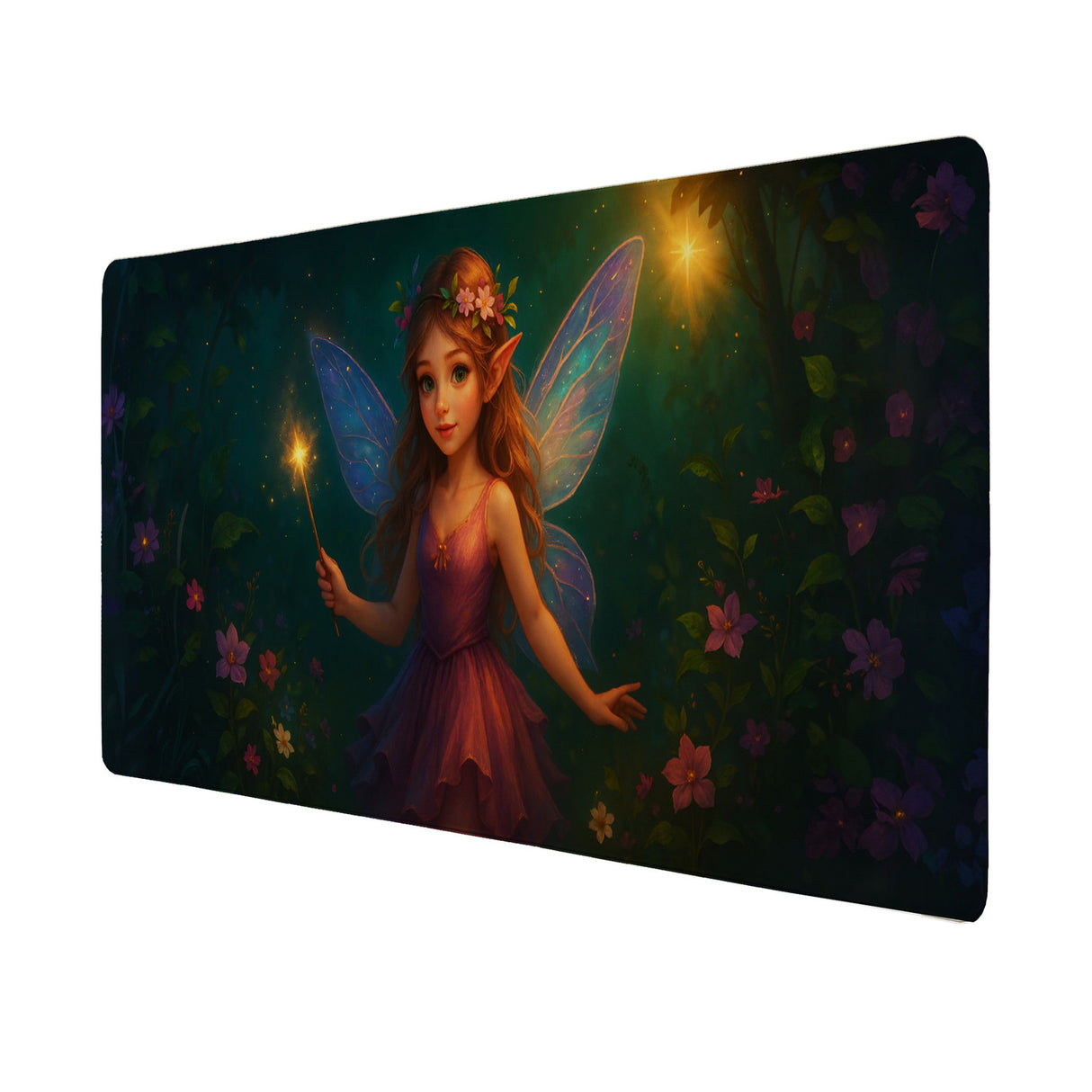 Fee im magischen Wald Schreibtischunterlage 69x31cm XXL Mauspad für Mädchen