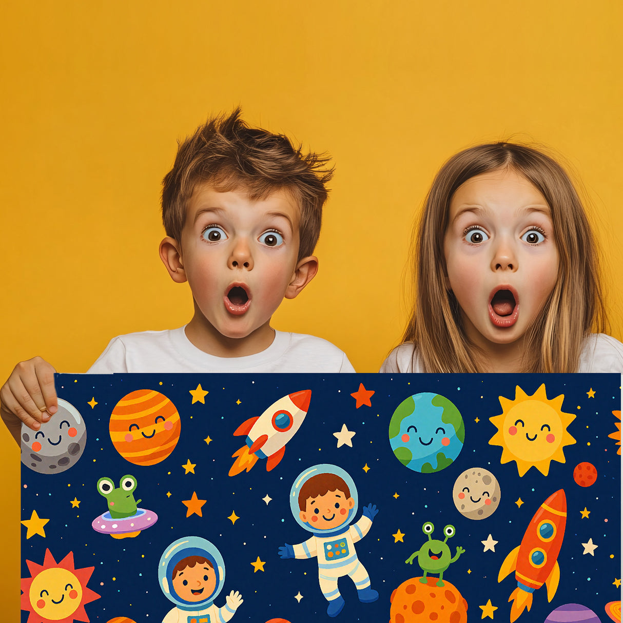 Weltraum Cartoon Astronauten Schreibtischunterlage 69x31cm XXL Mauspad für Kinder