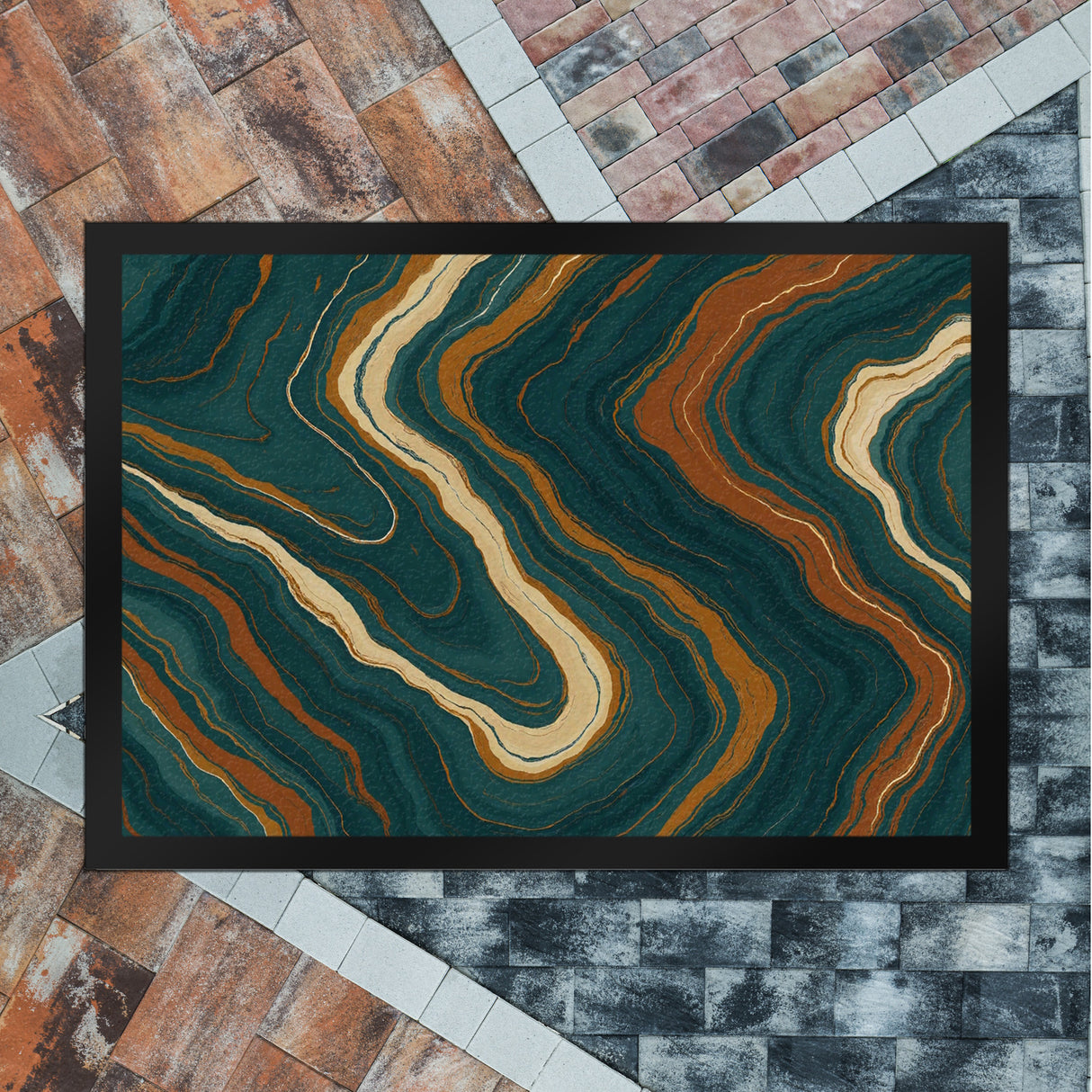 Teal Rost Wellen Fußmatte in 35x50 cm Kunstwerk für Büro