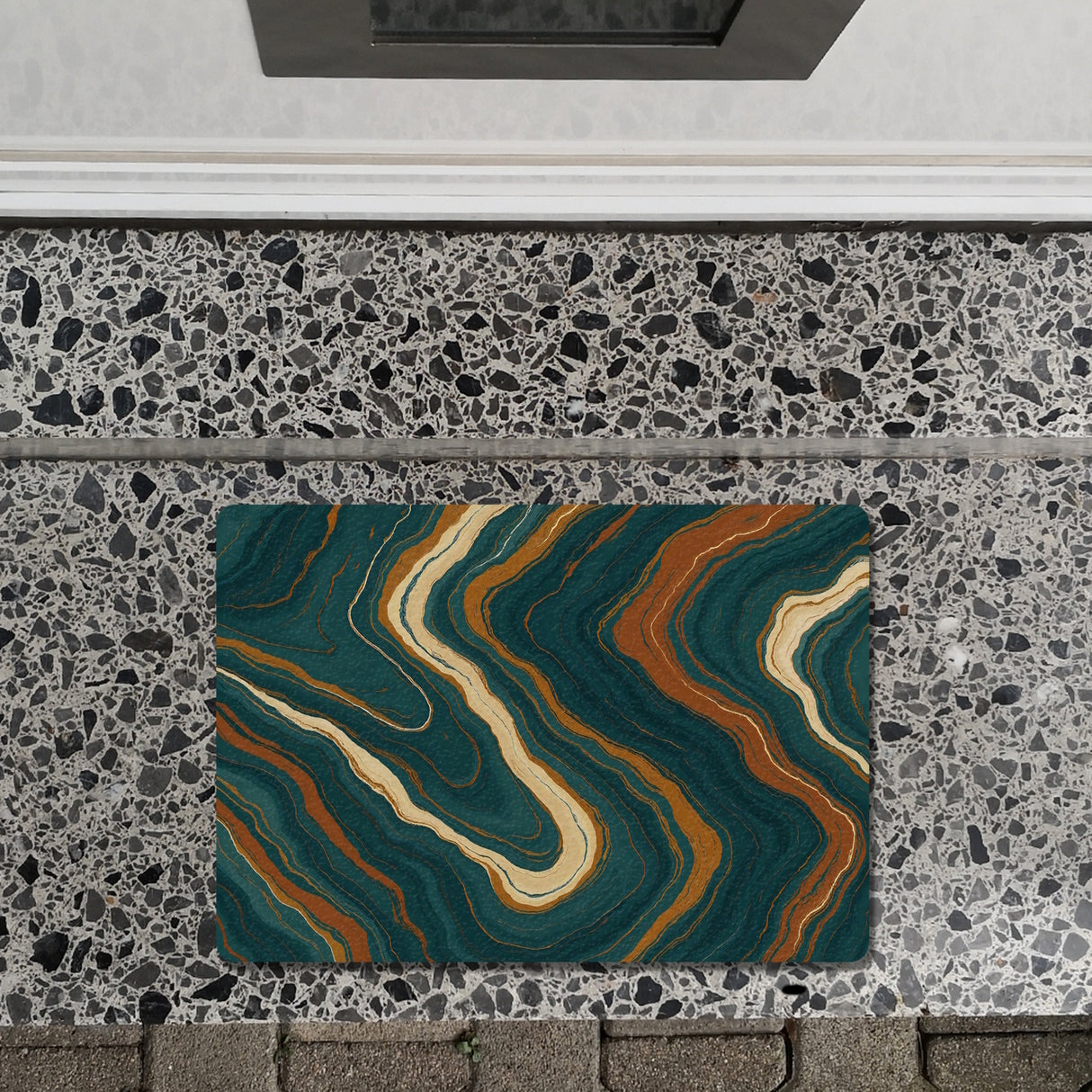 Teal Rost Wellen Fußmatte in 35x50 cm ohne Rand Kunstwerk für Büro