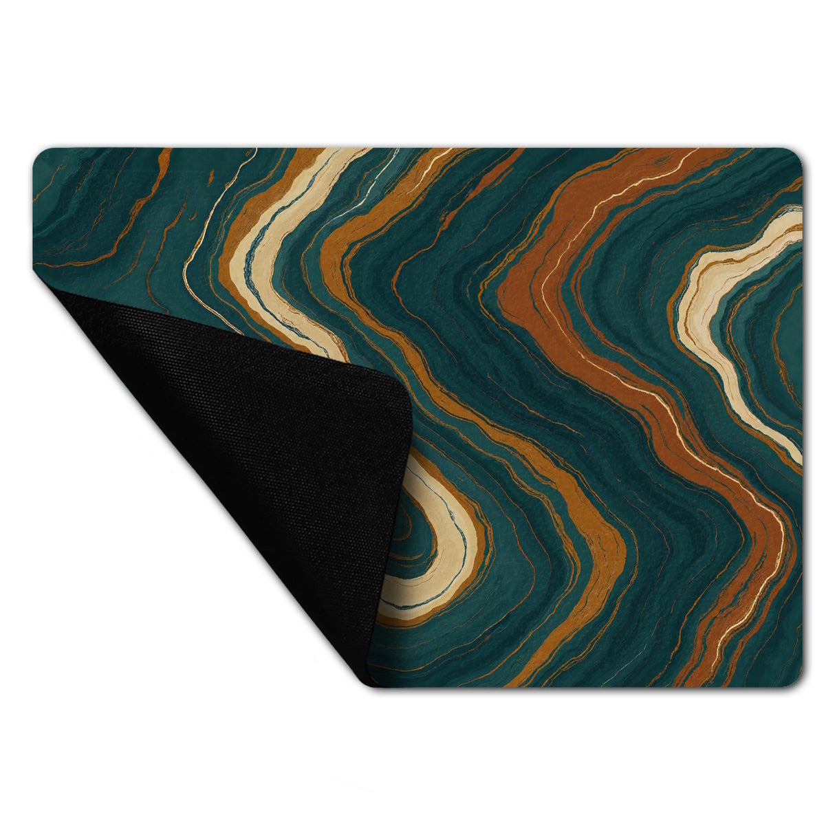 Teal Rost Wellen Fußmatte in 35x50 cm ohne Rand Kunstwerk für Büro