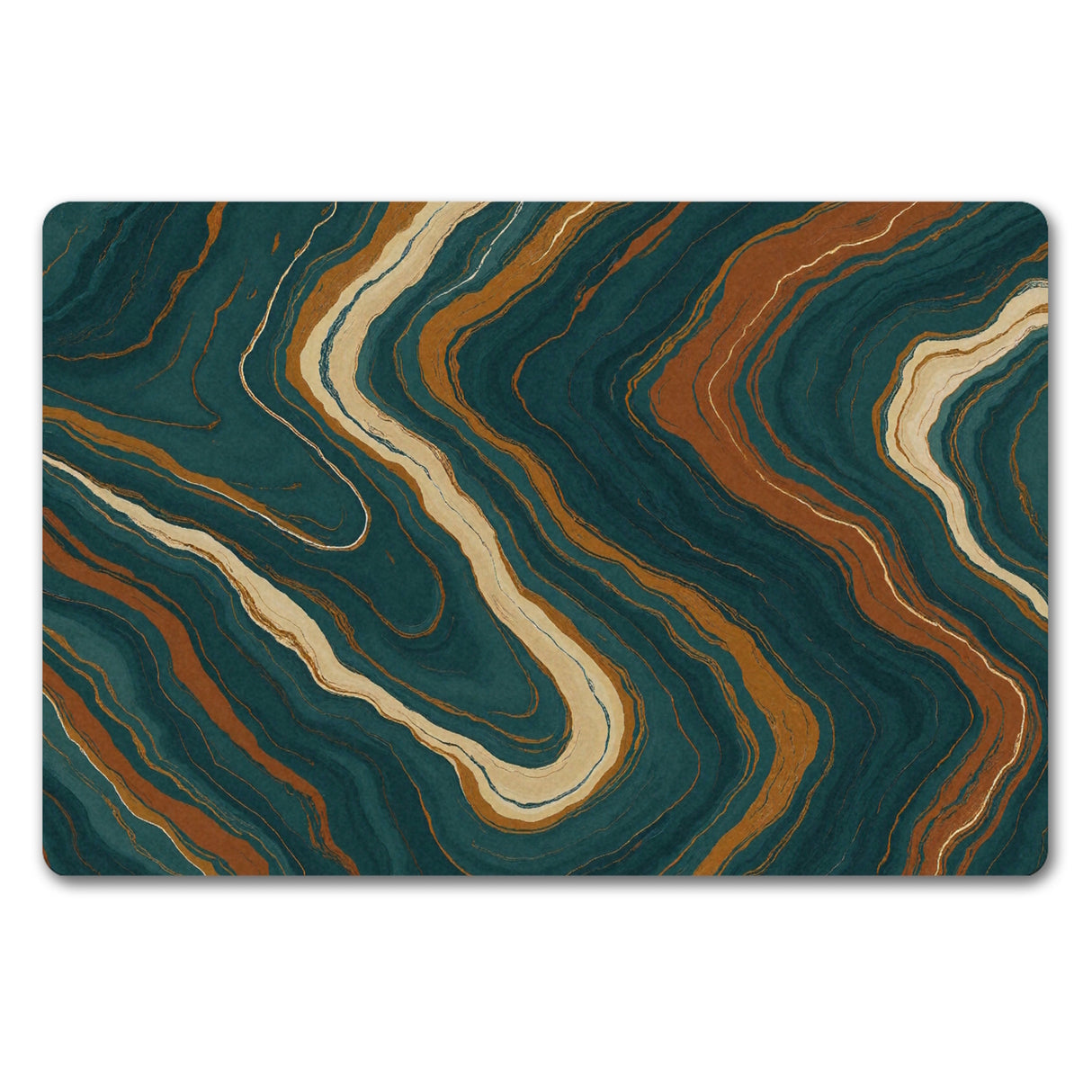 Teal Rost Wellen Fußmatte in 35x50 cm ohne Rand Kunstwerk für Büro