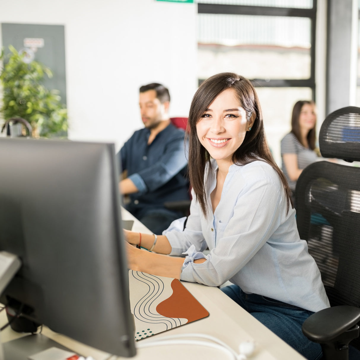 Abstrakte Wellen Schreibtischunterlage 69x31cm XXL Mauspad für Designliebhaber