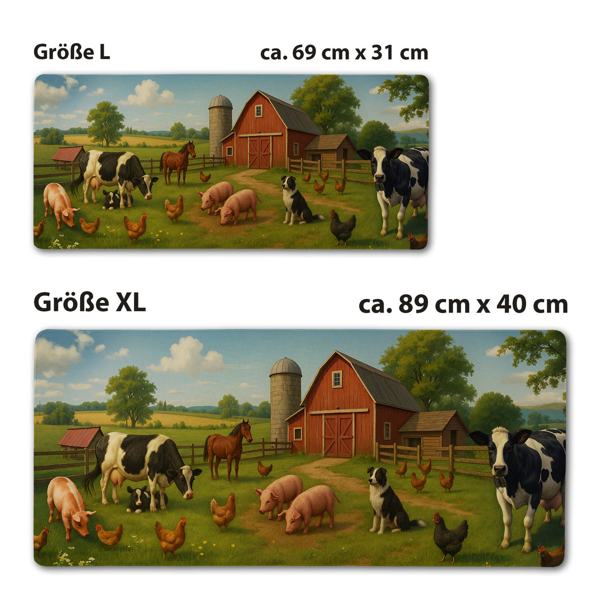 Bauernhof Tiere Schreibtischunterlage 69x31cm XXL Mauspad für Naturfreunde