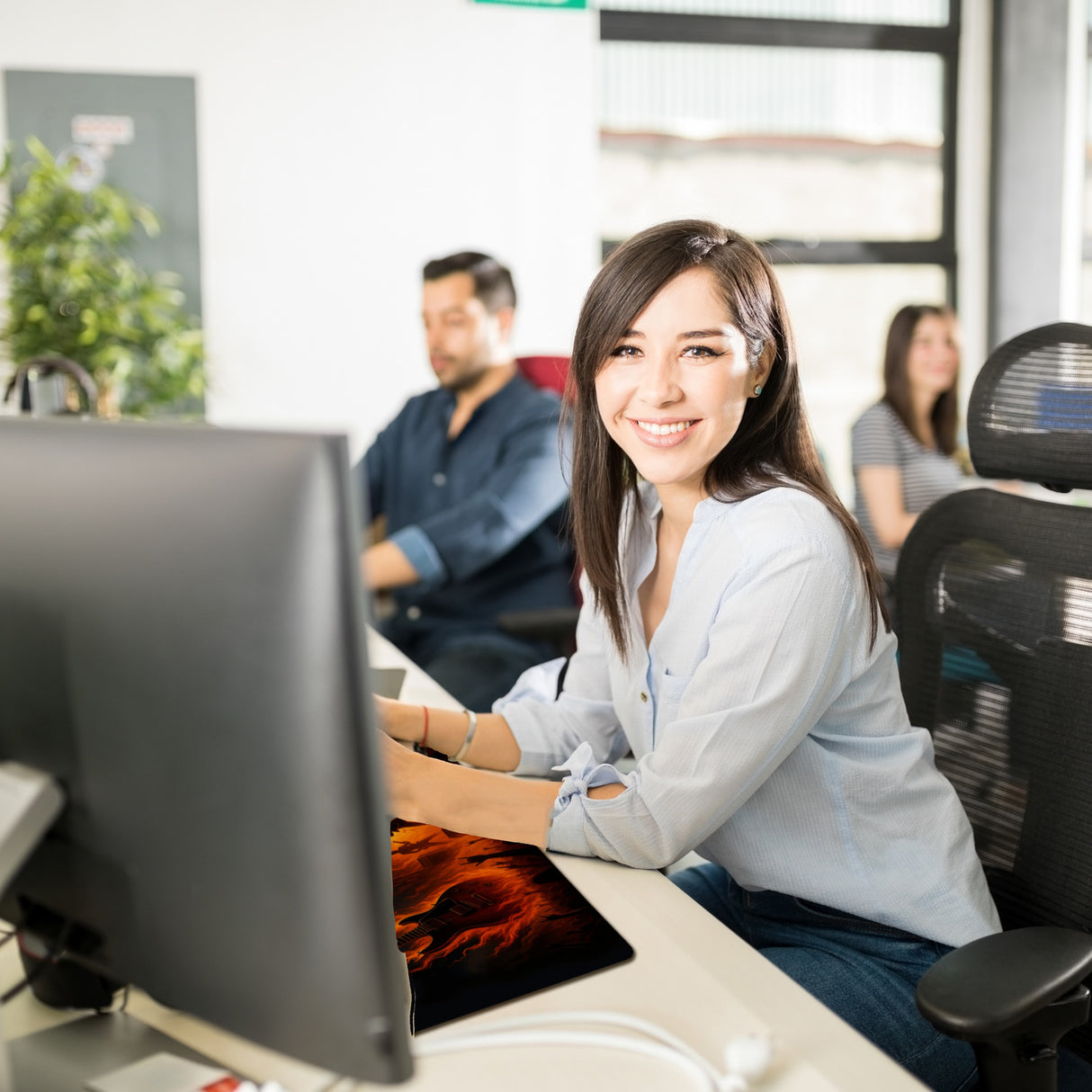 Heavy Metal Konzert Schreibtischunterlage 69x31cm XXL Mauspad mit Flammen