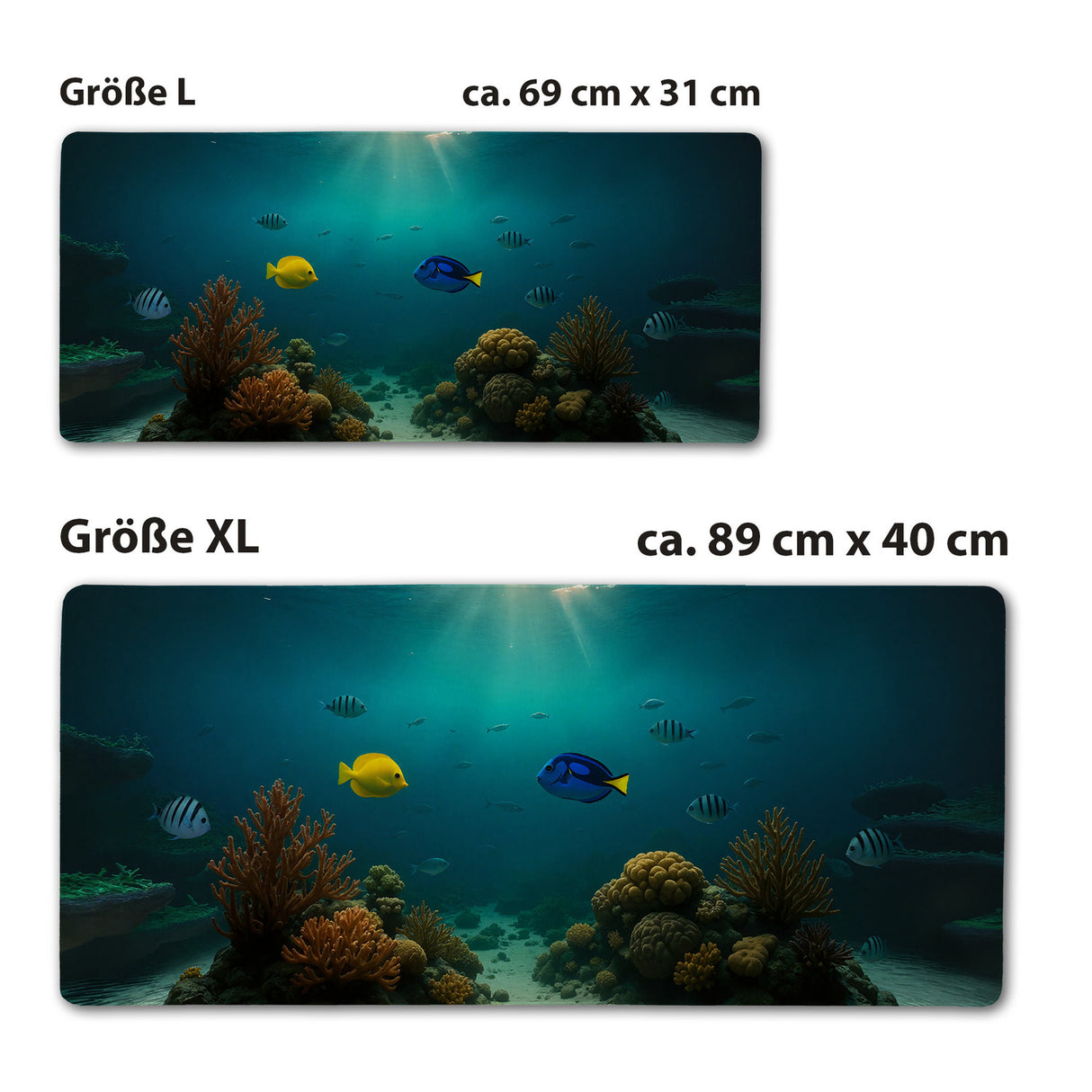 Unterwasserszene Schreibtischunterlage 69x31cm XXL Mauspad mit Korallenriff