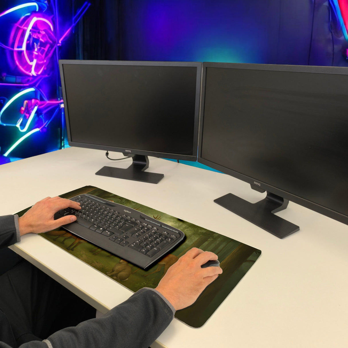 Tiere des Waldes Schreibtischunterlage 69x31cm XXL Mauspad