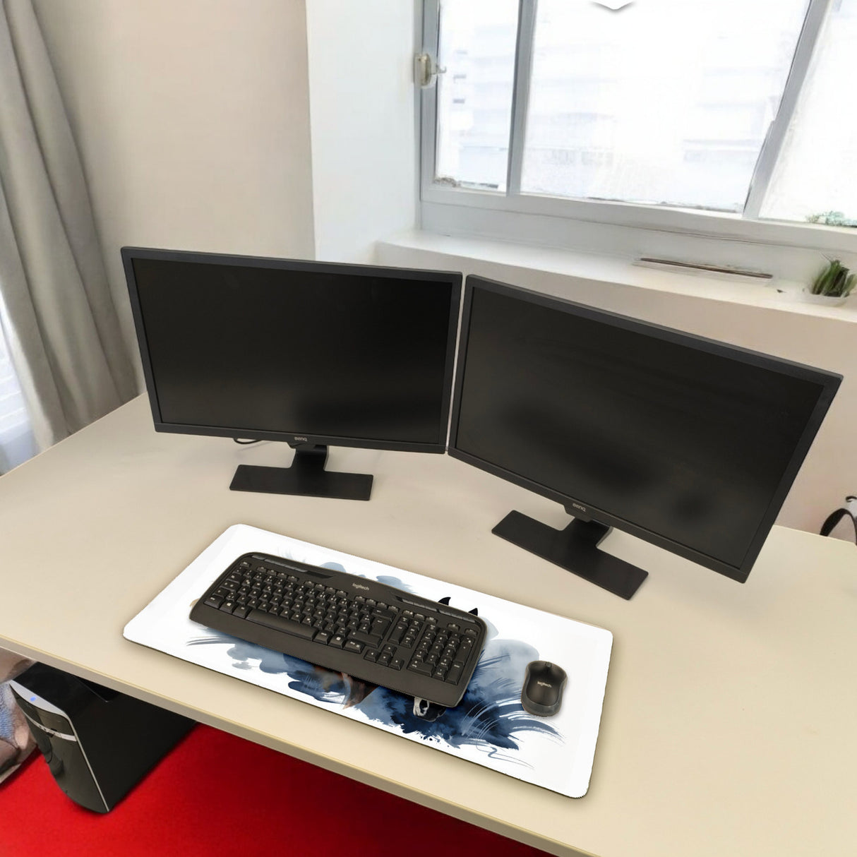 Pferdekopf Aquarell Schreibtischunterlage 69x31cm XXL Mauspad für Pferdefans