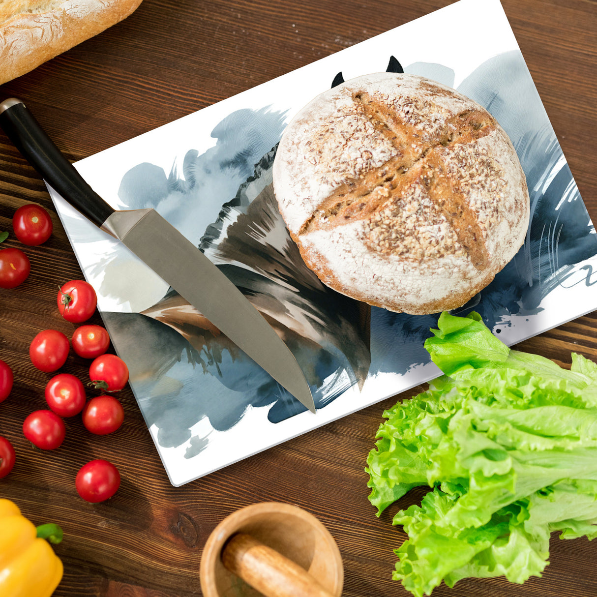 Pferdekopf Aquarell Schneidebrett aus Glas für Pferdefans