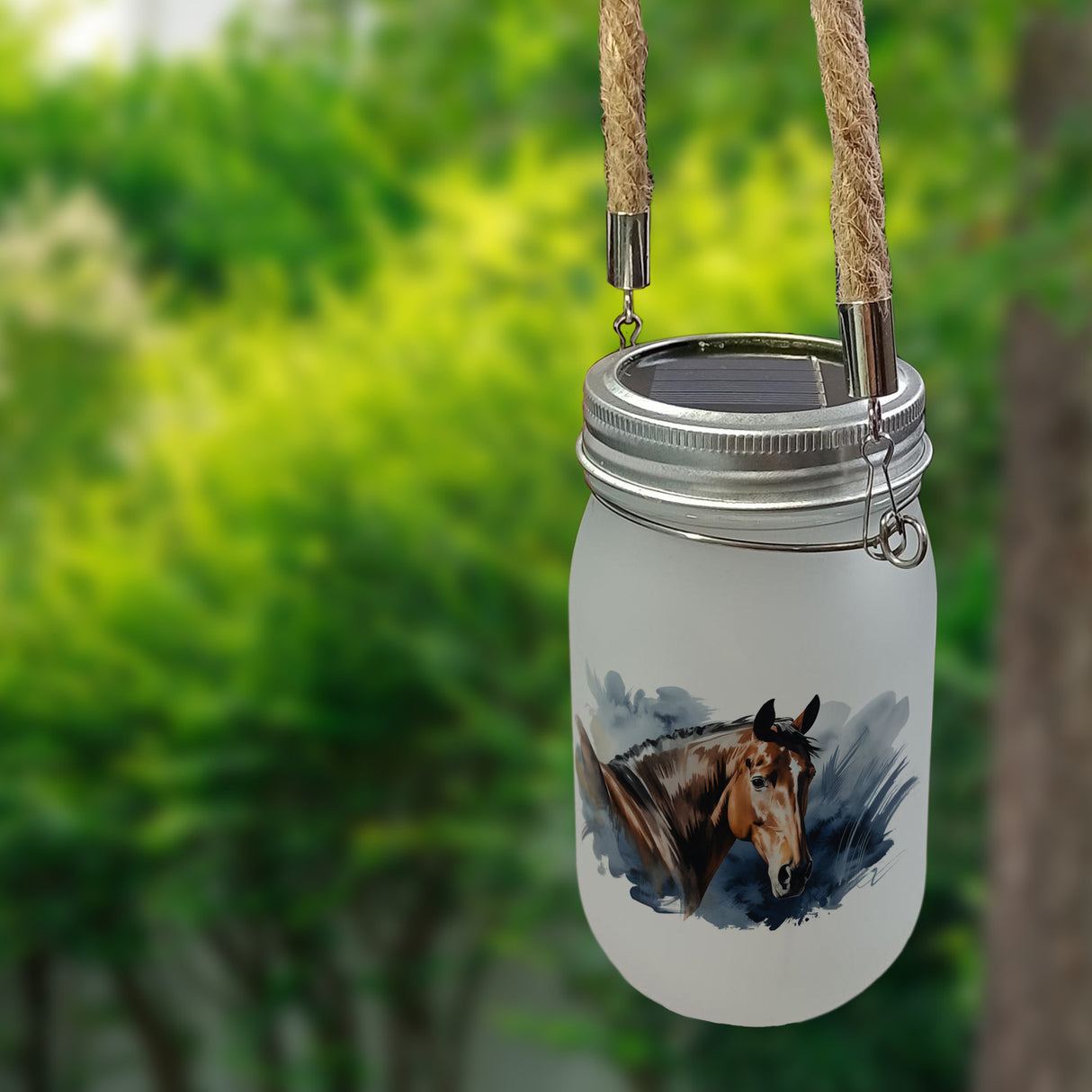 Pferdekopf Aquarell Solarlicht für Pferdefans