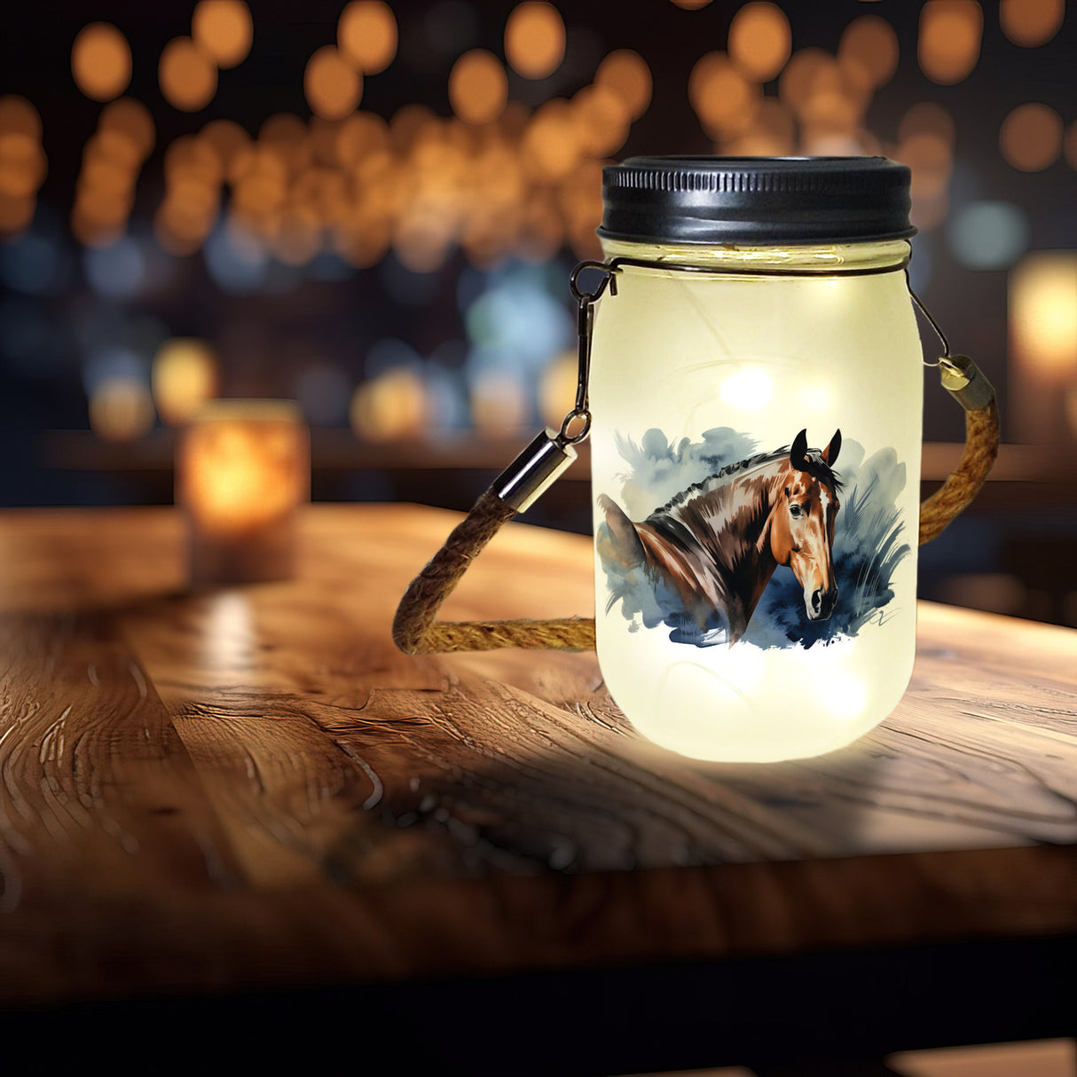 Pferdekopf Aquarell Solarlicht für Pferdefans