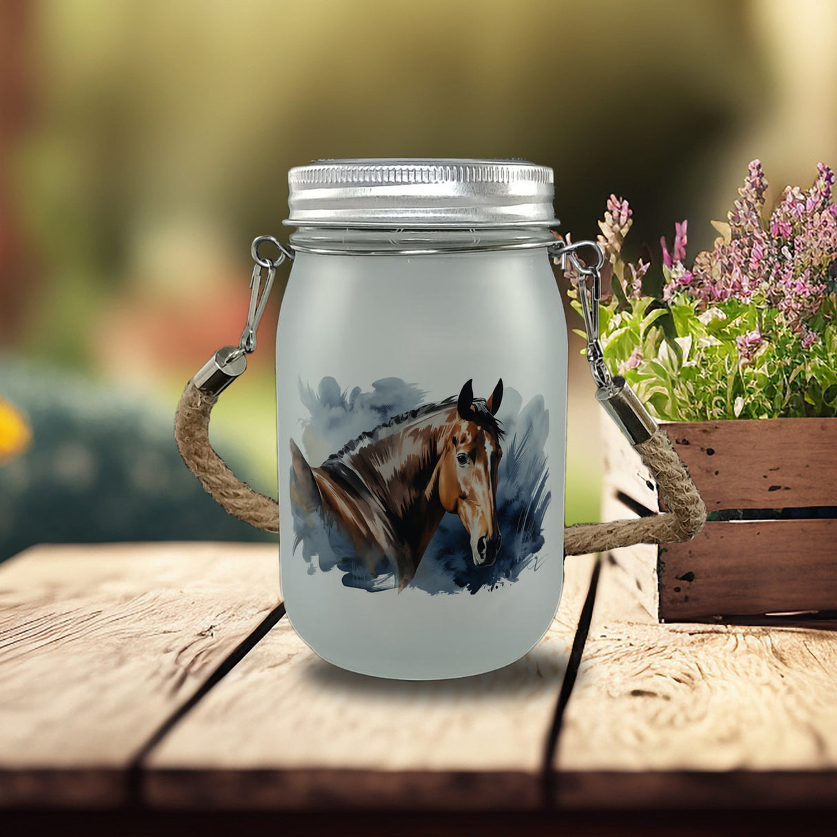 Pferdekopf Aquarell Solarlicht für Pferdefans