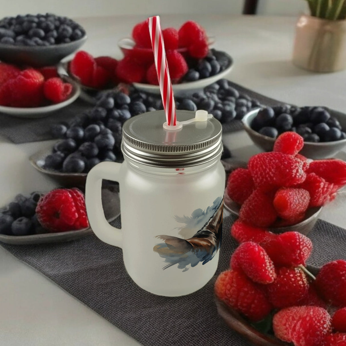 Pferdekopf Aquarell Trinkglas mit Bambusdeckel für Pferdefans