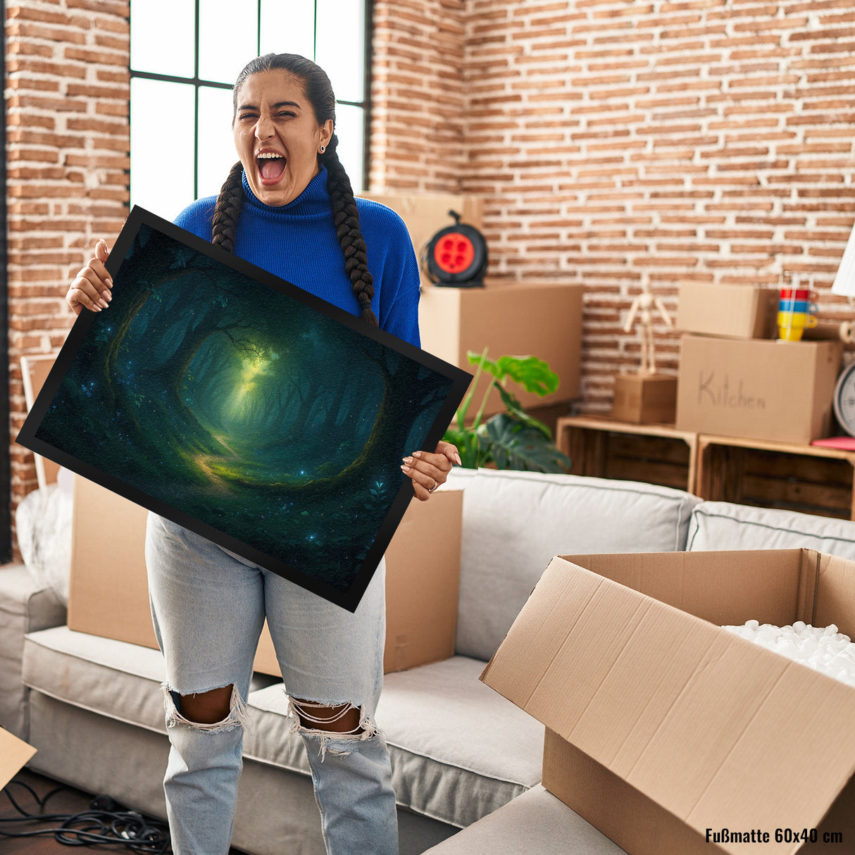 Mystischer Waldpfad Fußmatte in 35x50 cm für Naturfans