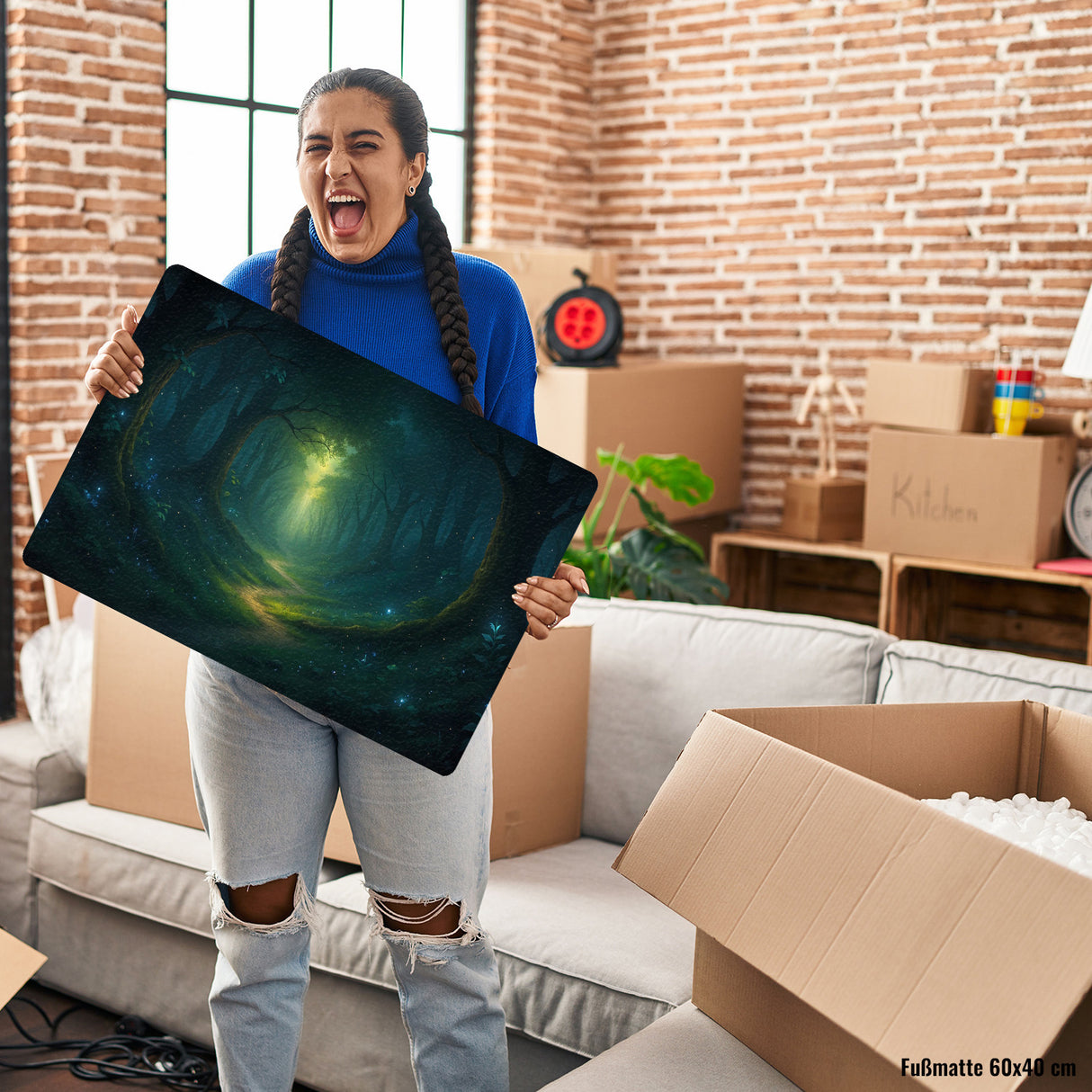 Mystischer Waldpfad Fußmatte in 35x50 cm ohne Rand für Naturfans