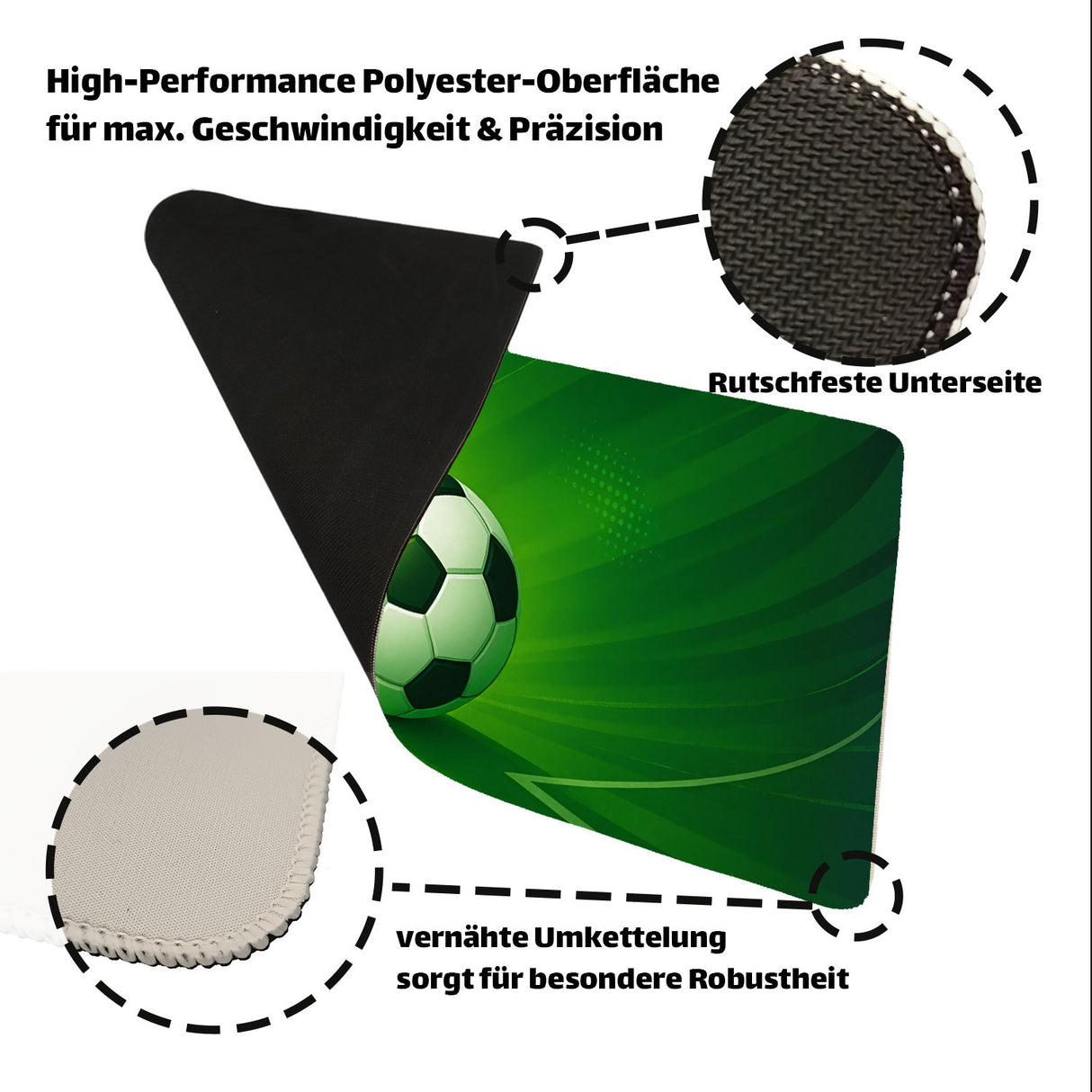 Fußball Schreibtischunterlage 69x31cm XXL Mauspad für Sportfans und Büros