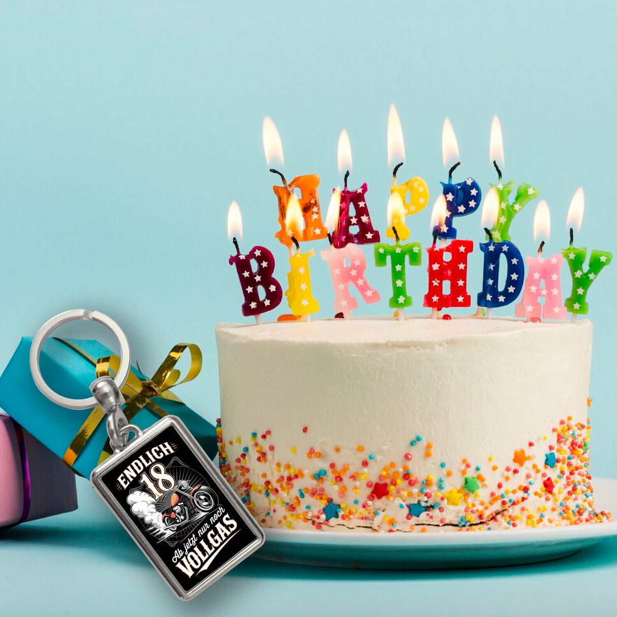 Endlich 18 Motorrad Schlüsselanhänger - nur noch Vollgas